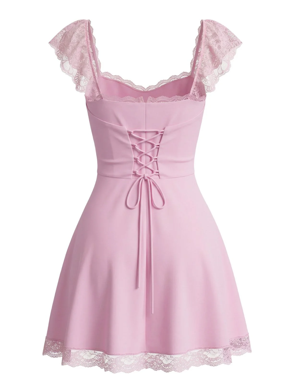 1960s Lace Square Neck Backless French Dress - Image 3
