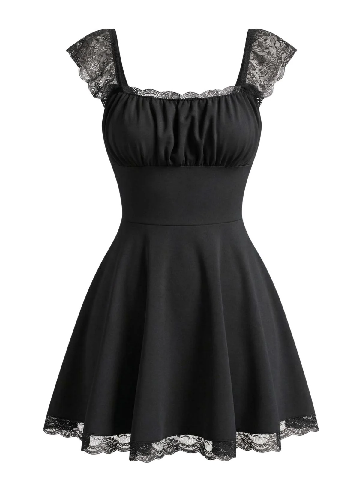 1960s Lace Square Neck Backless French Dress - Image 6
