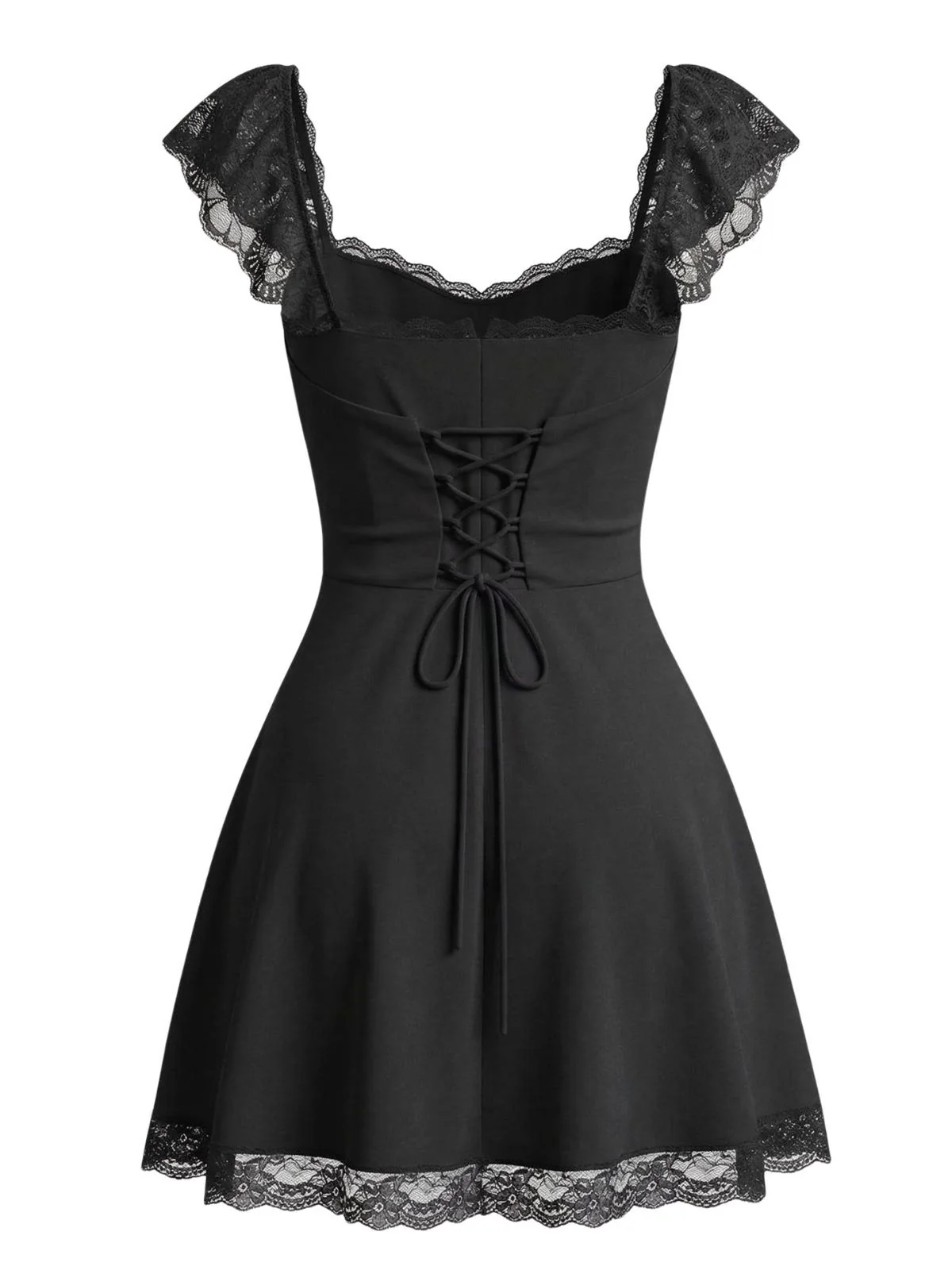 1960s Lace Square Neck Backless French Dress - Image 7