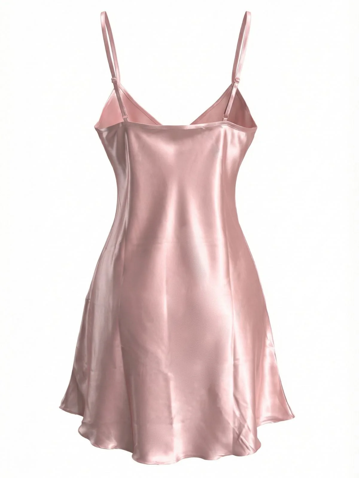 1960s Lace V-Neck Solid  Spaghetti Strap Nightgown - Image 3