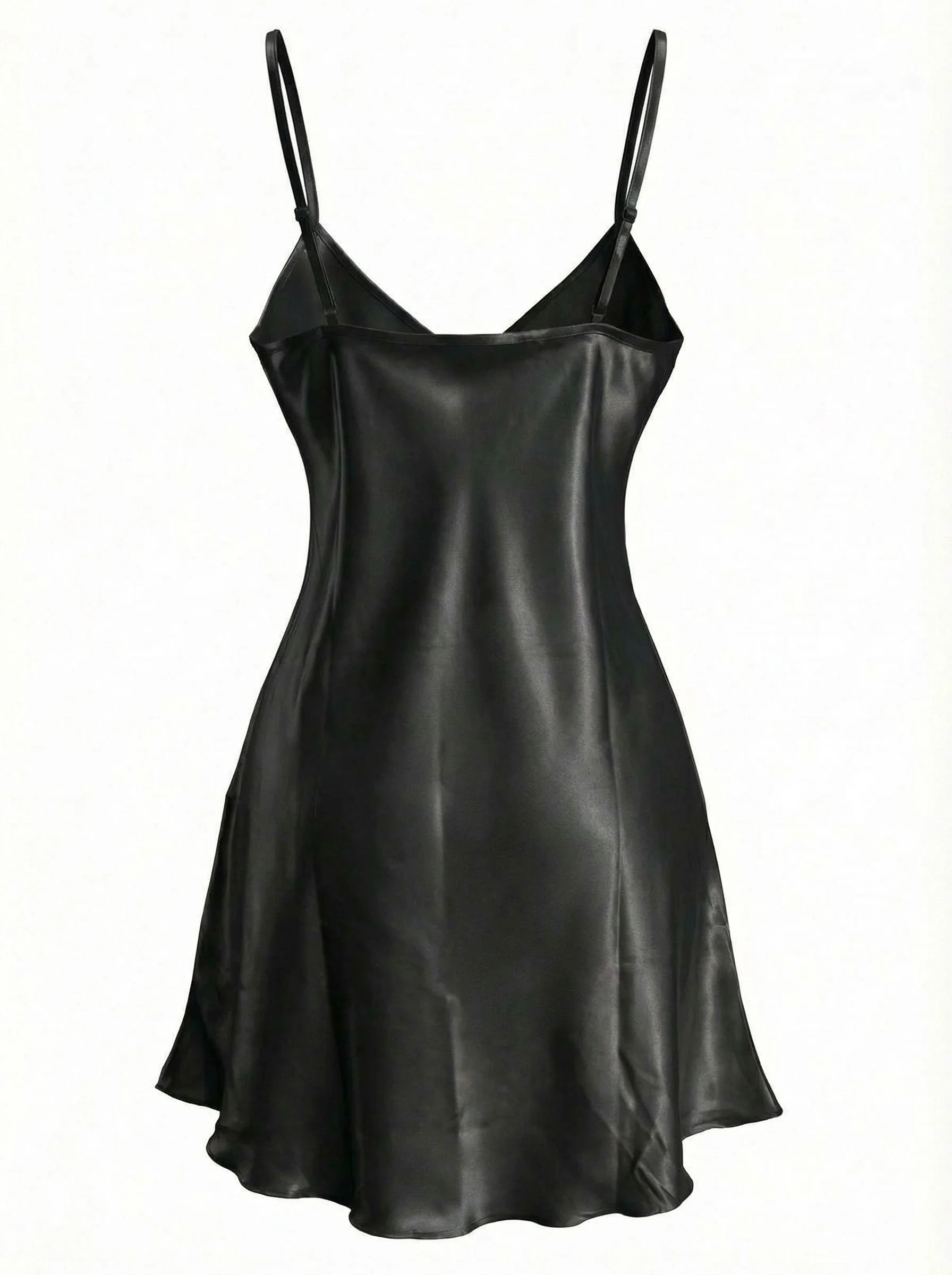 1960s Lace V-Neck Solid  Spaghetti Strap Nightgown - Image 8