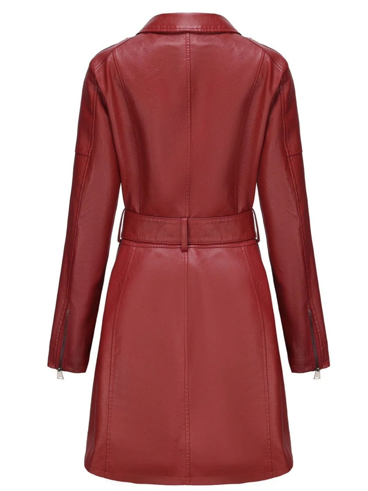 1960s Lapel Belted Long Leather Jacket - Image 6