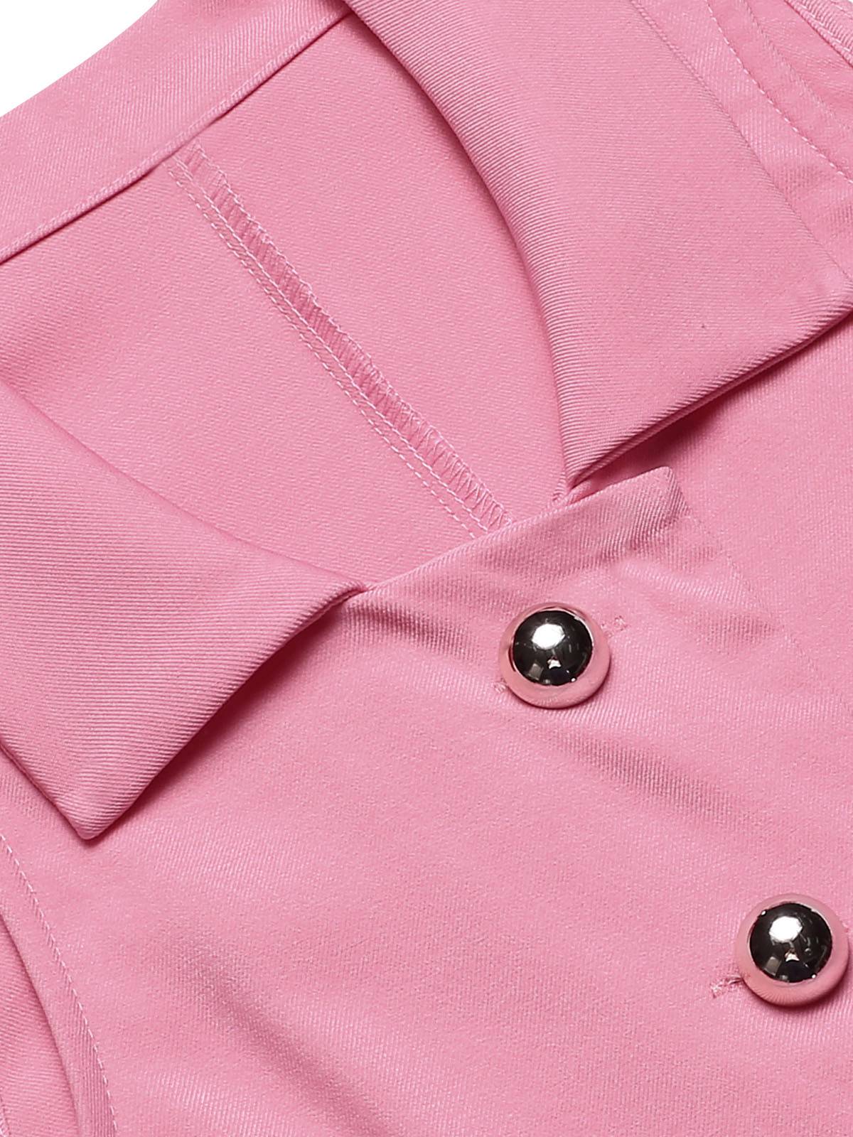 1960s Solid Button Pocket Lapel Pencil Dress - Image 8