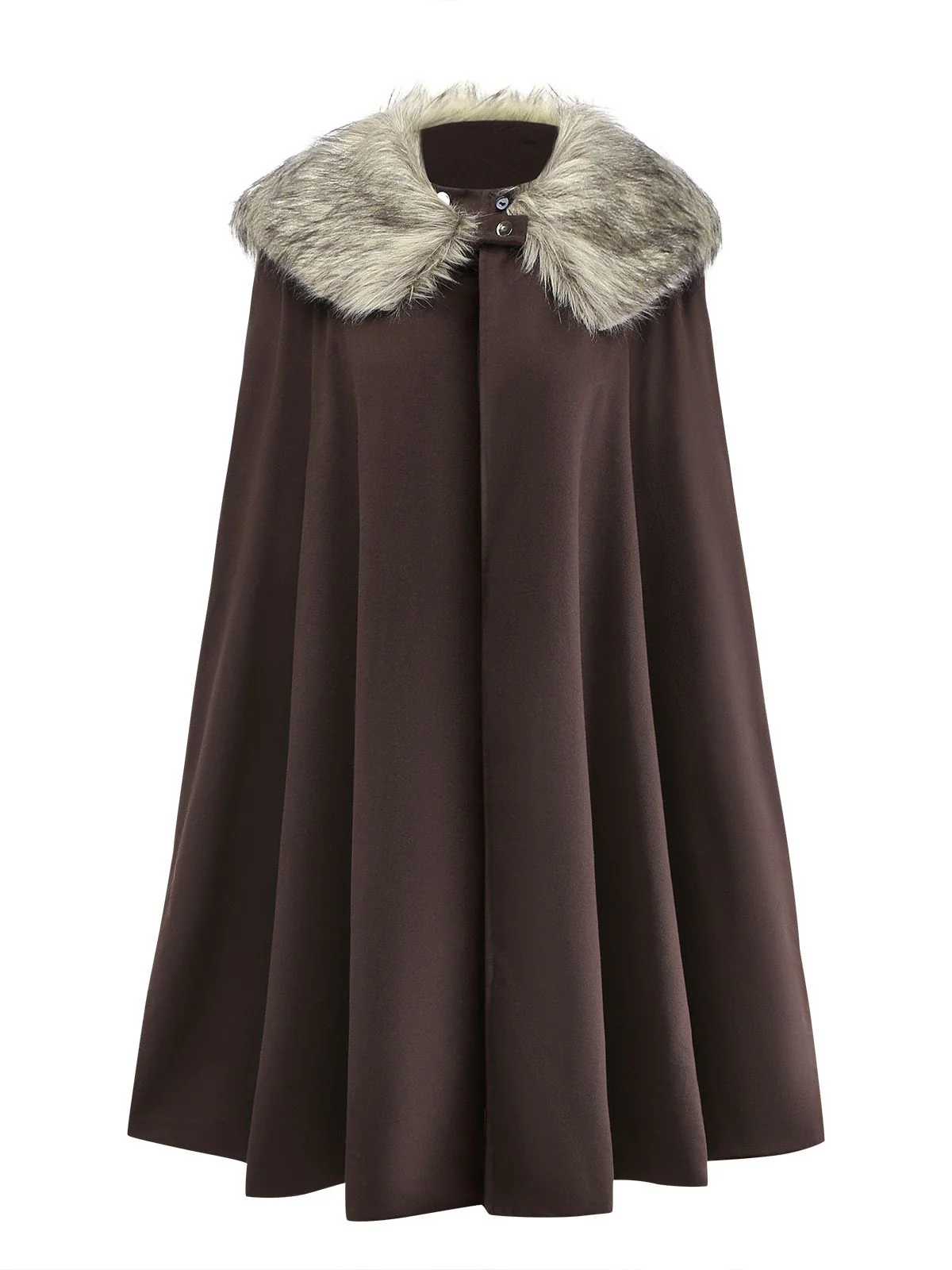 1960s Lapel Faux Fur Collar Cloak Coat - Image 2