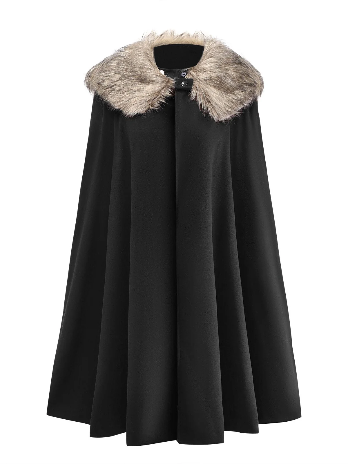 1960s Lapel Faux Fur Collar Cloak Coat - Image 7