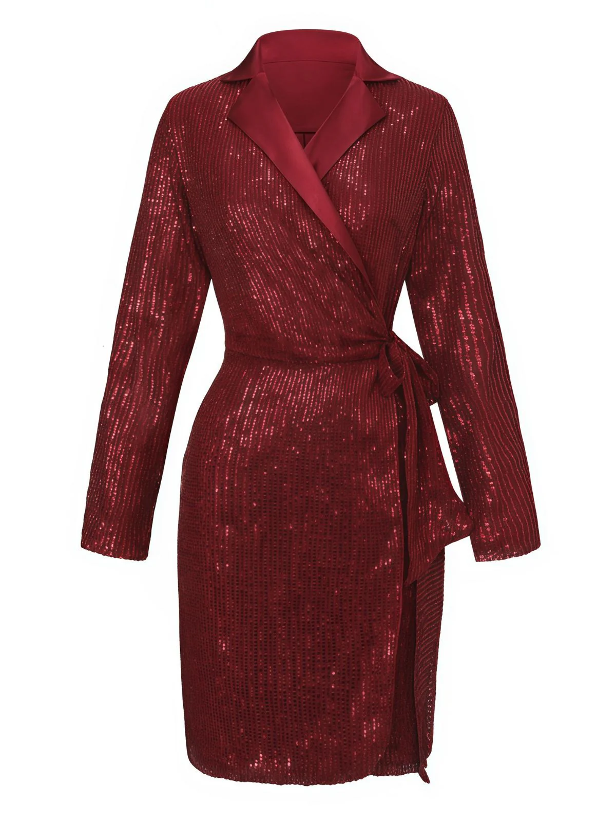 1960s Lapel Sequin Waist Tie Long Jacket - Image 2