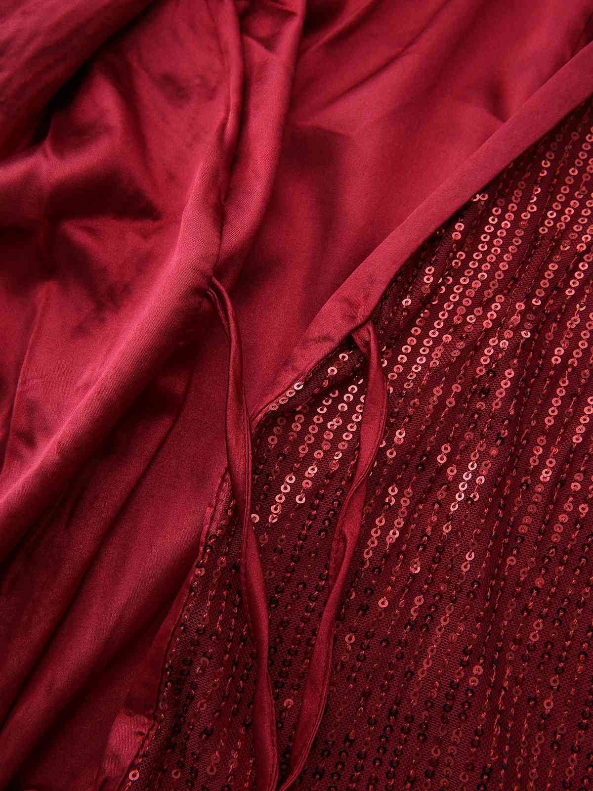 1960s Lapel Sequin Waist Tie Long Jacket - Image 6
