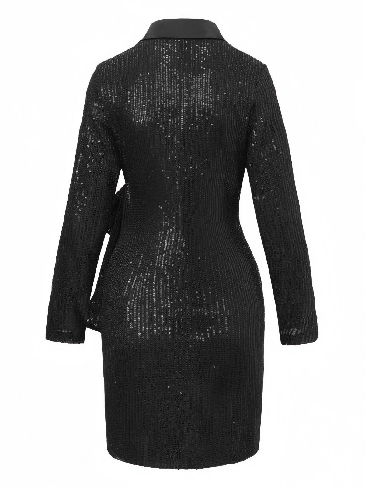 1960s Lapel Sequin Waist Tie Long Jacket - Image 9