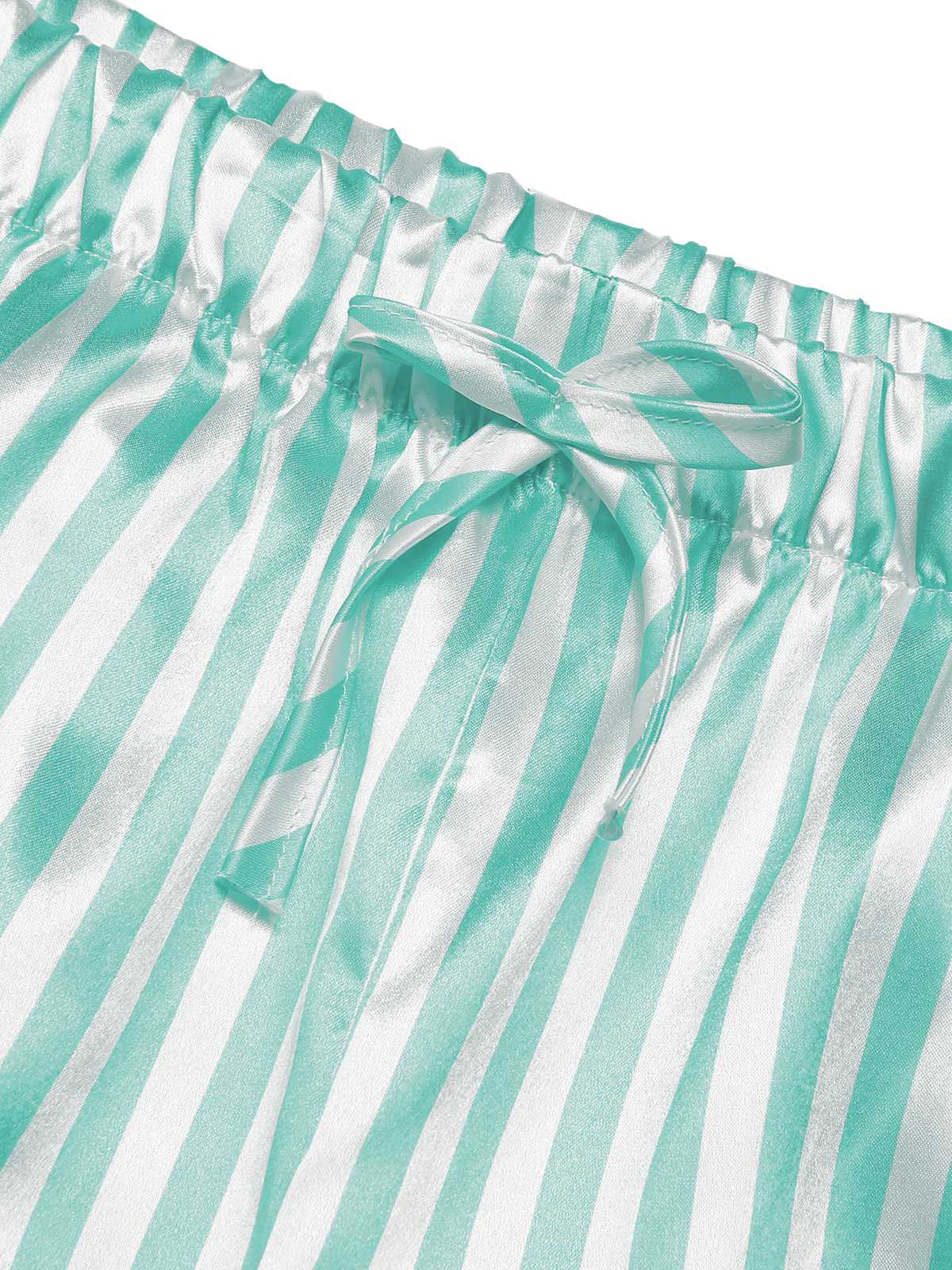 1960s Lapel Stripes Satin Pajamas Set - Image 11