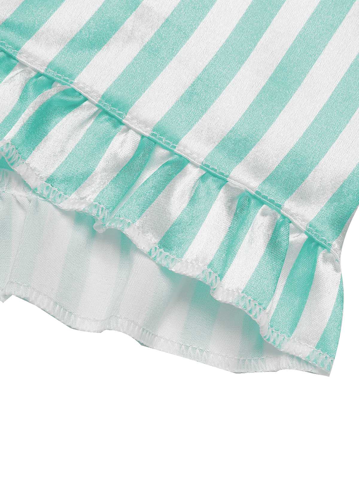 1960s Lapel Stripes Satin Pajamas Set - Image 12