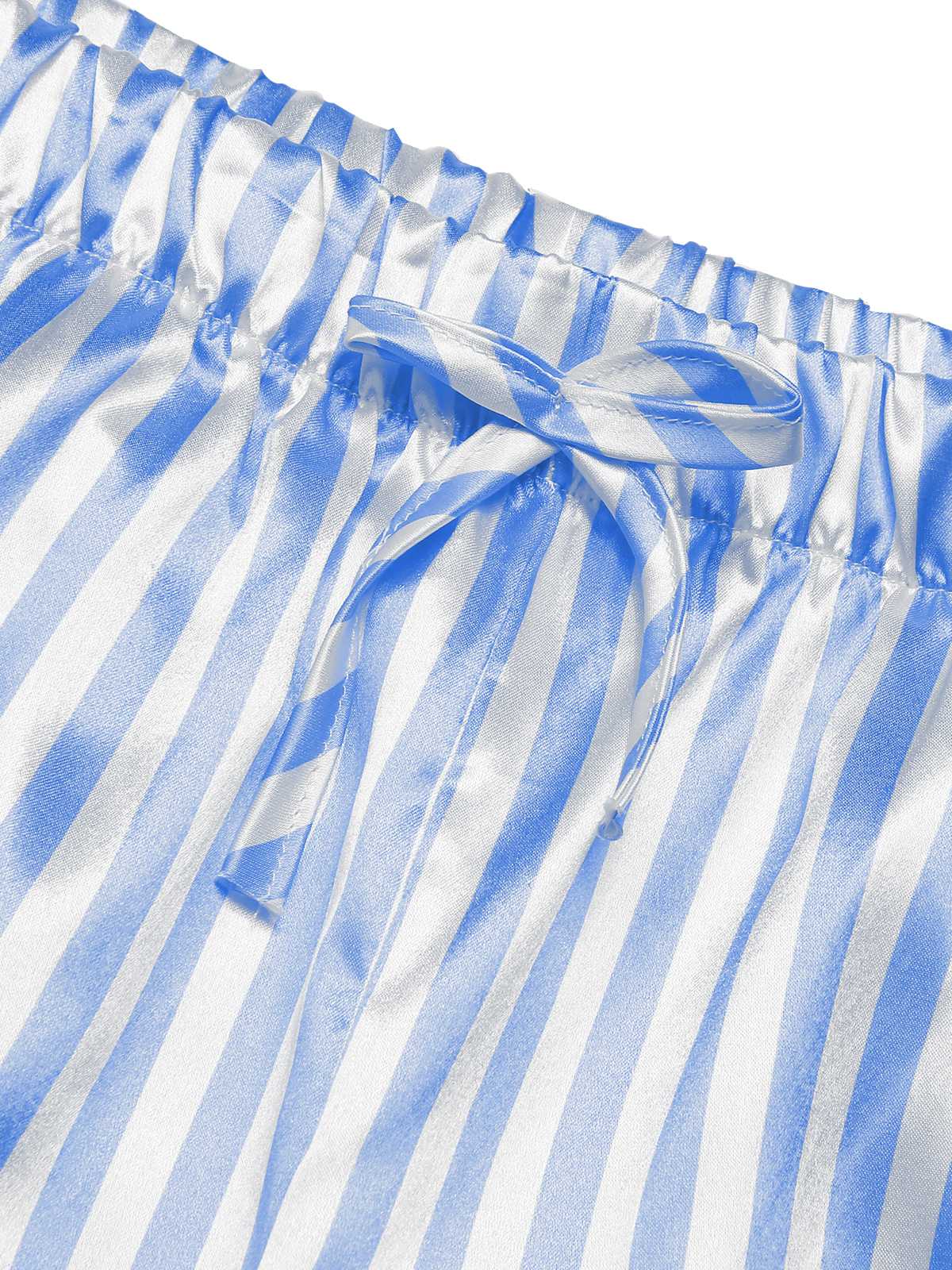 1960s Lapel Stripes Satin Pajamas Set - Image 17