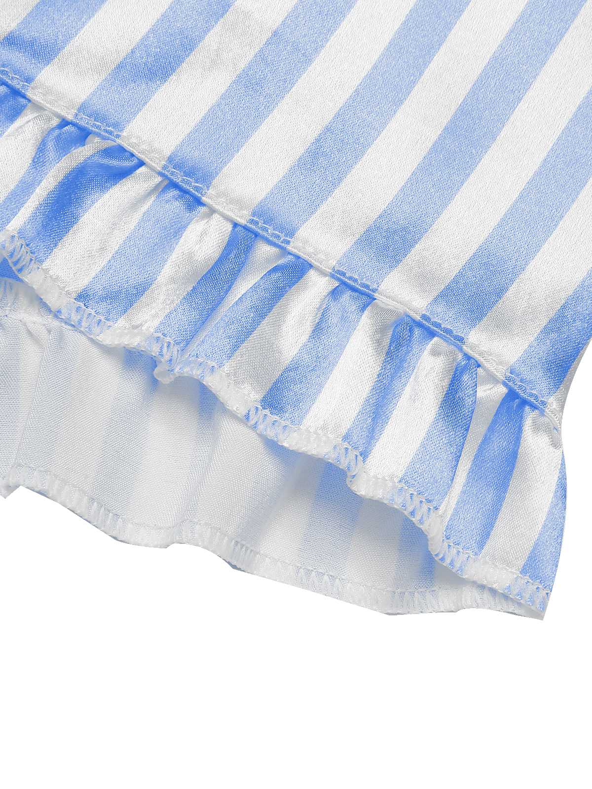 1960s Lapel Stripes Satin Pajamas Set - Image 18