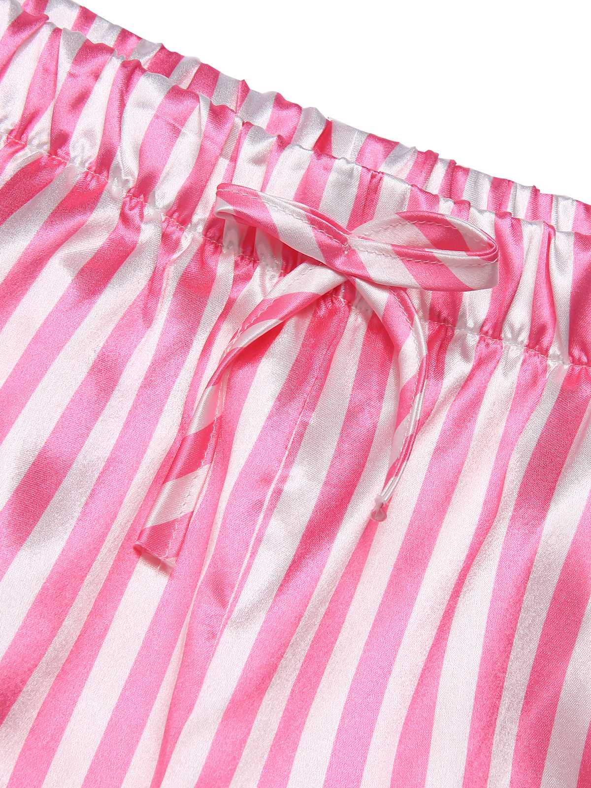 1960s Lapel Stripes Satin Pajamas Set - Image 5