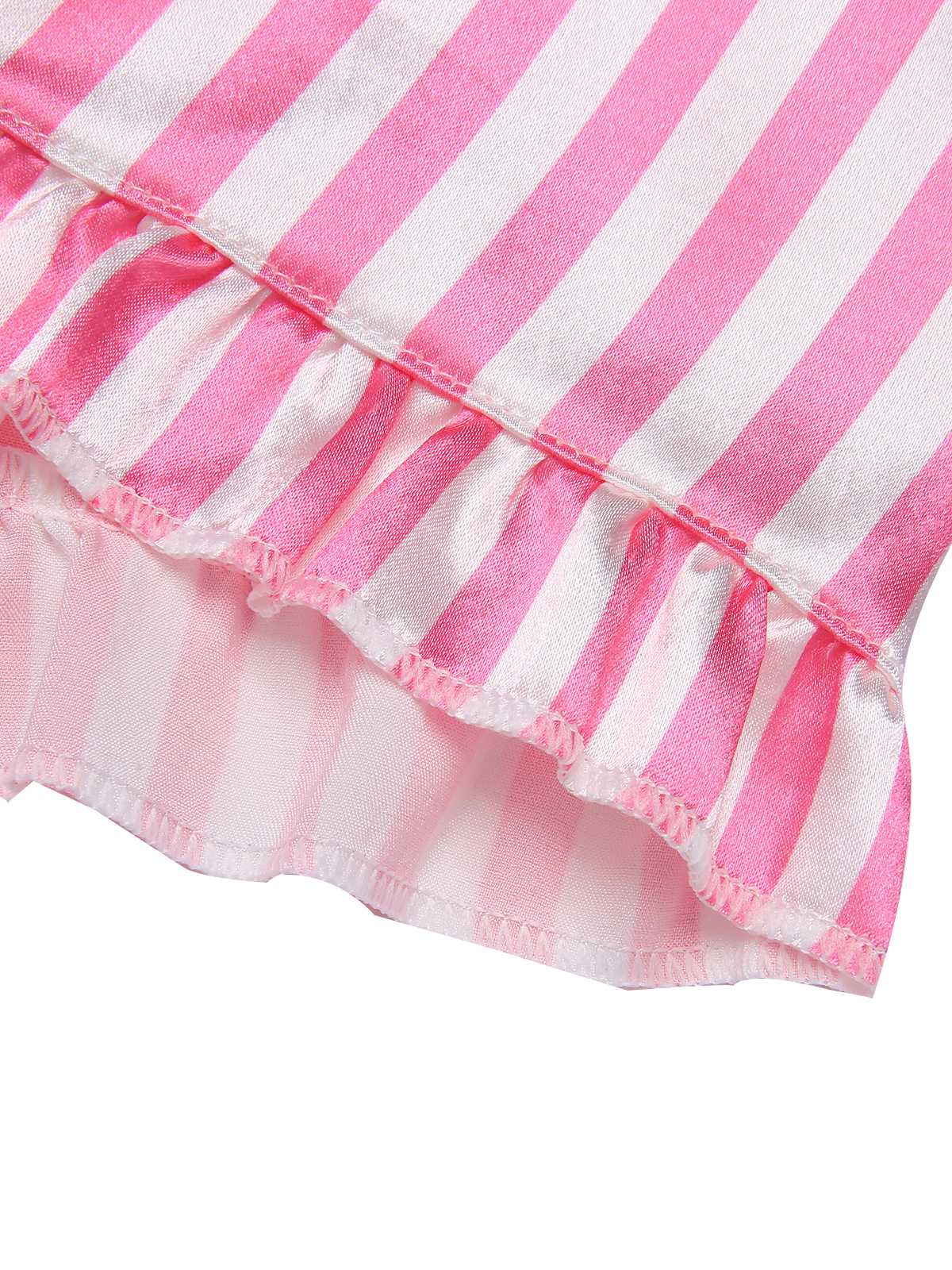 1960s Lapel Stripes Satin Pajamas Set - Image 6