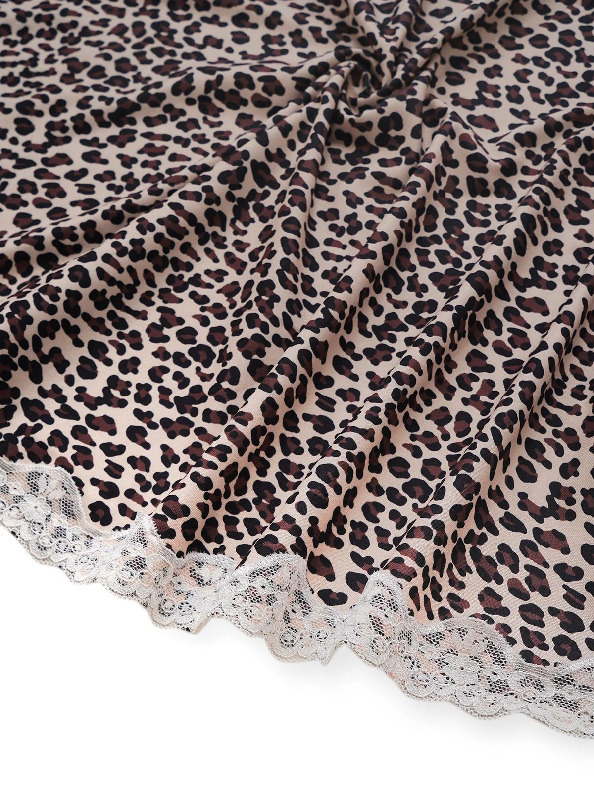 1960s Leopard Print Lace Trim Halter Nightgown - Image 3