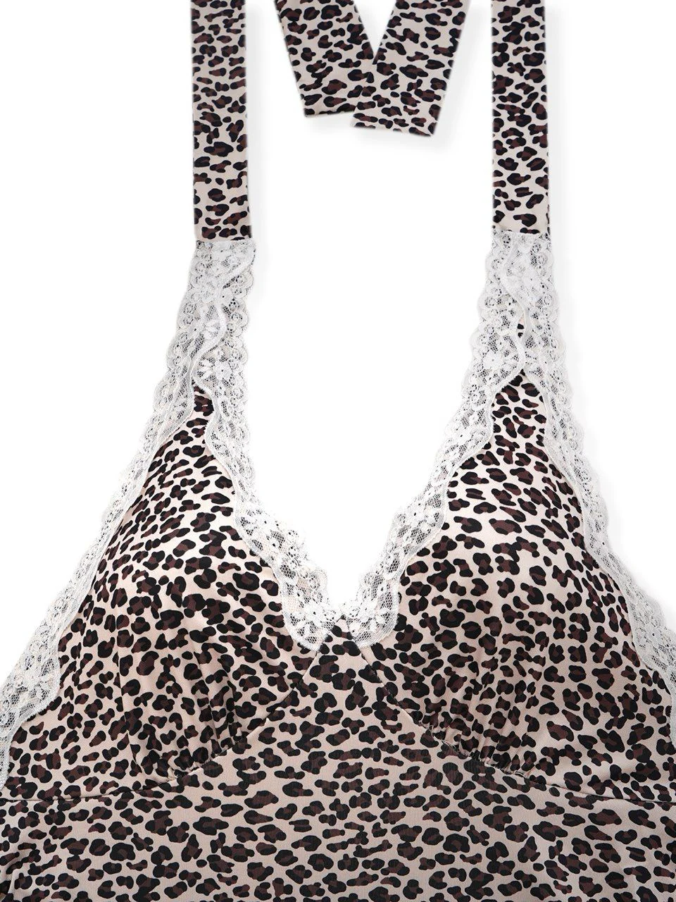 1960s Leopard Print Lace Trim Halter Nightgown - Image 4