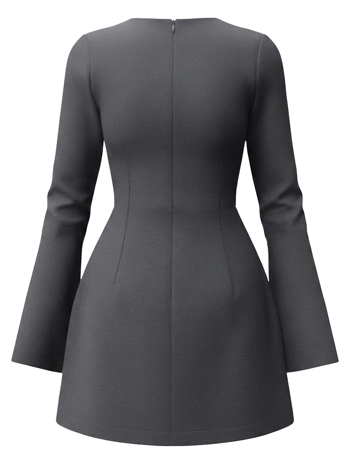 1960s Long Sleeve Faux Pockets Solid Dress - Image 3