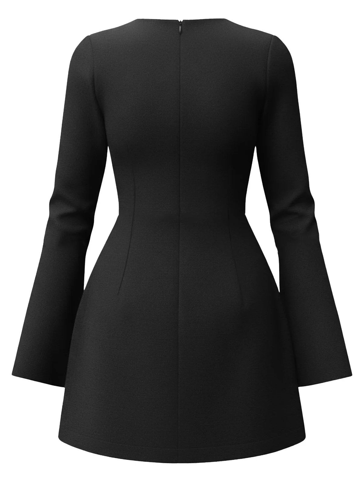 1960s Long Sleeve Faux Pockets Solid Dress - Image 8