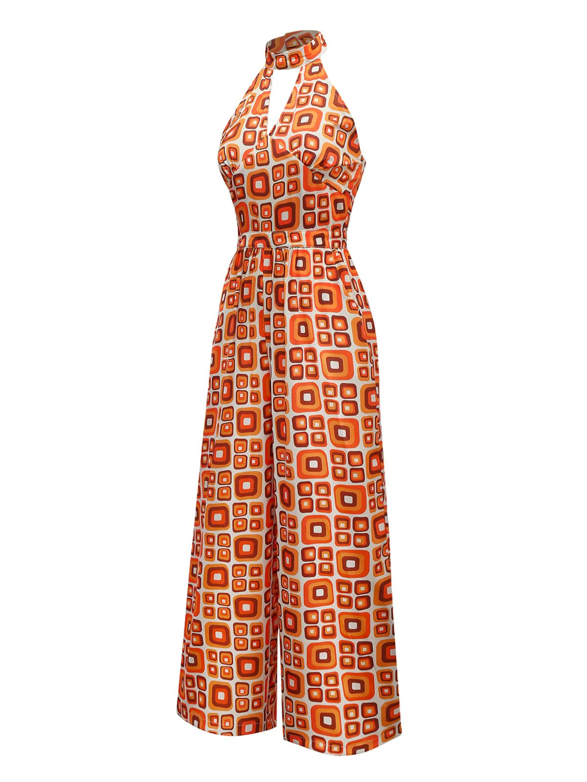 1960s Mandarin Collar Geometric Hippie Jumpsuit - Image 3