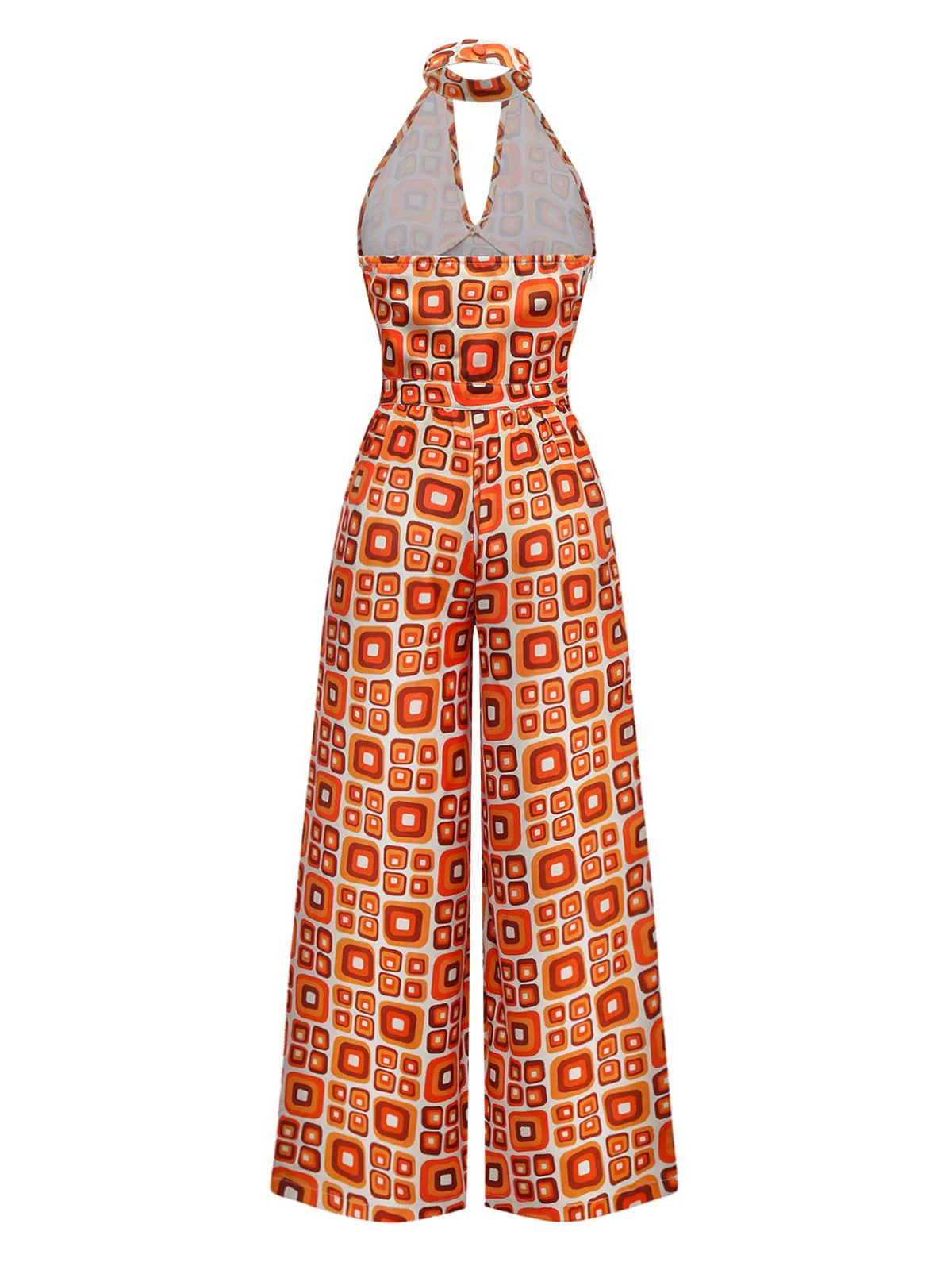 1960s Mandarin Collar Geometric Hippie Jumpsuit - Image 4