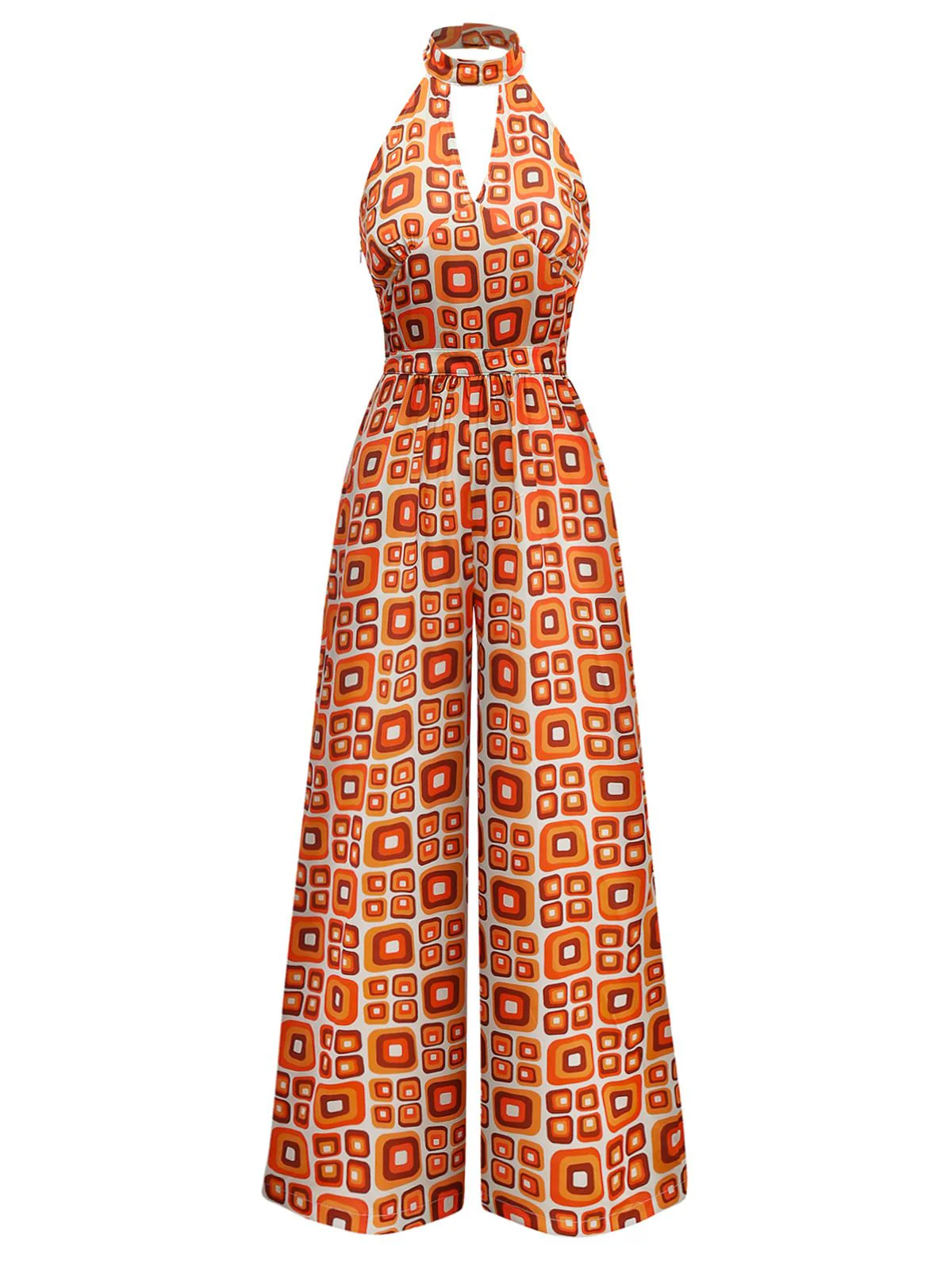 1960s Mandarin Collar Geometric Hippie Jumpsuit - Image 6