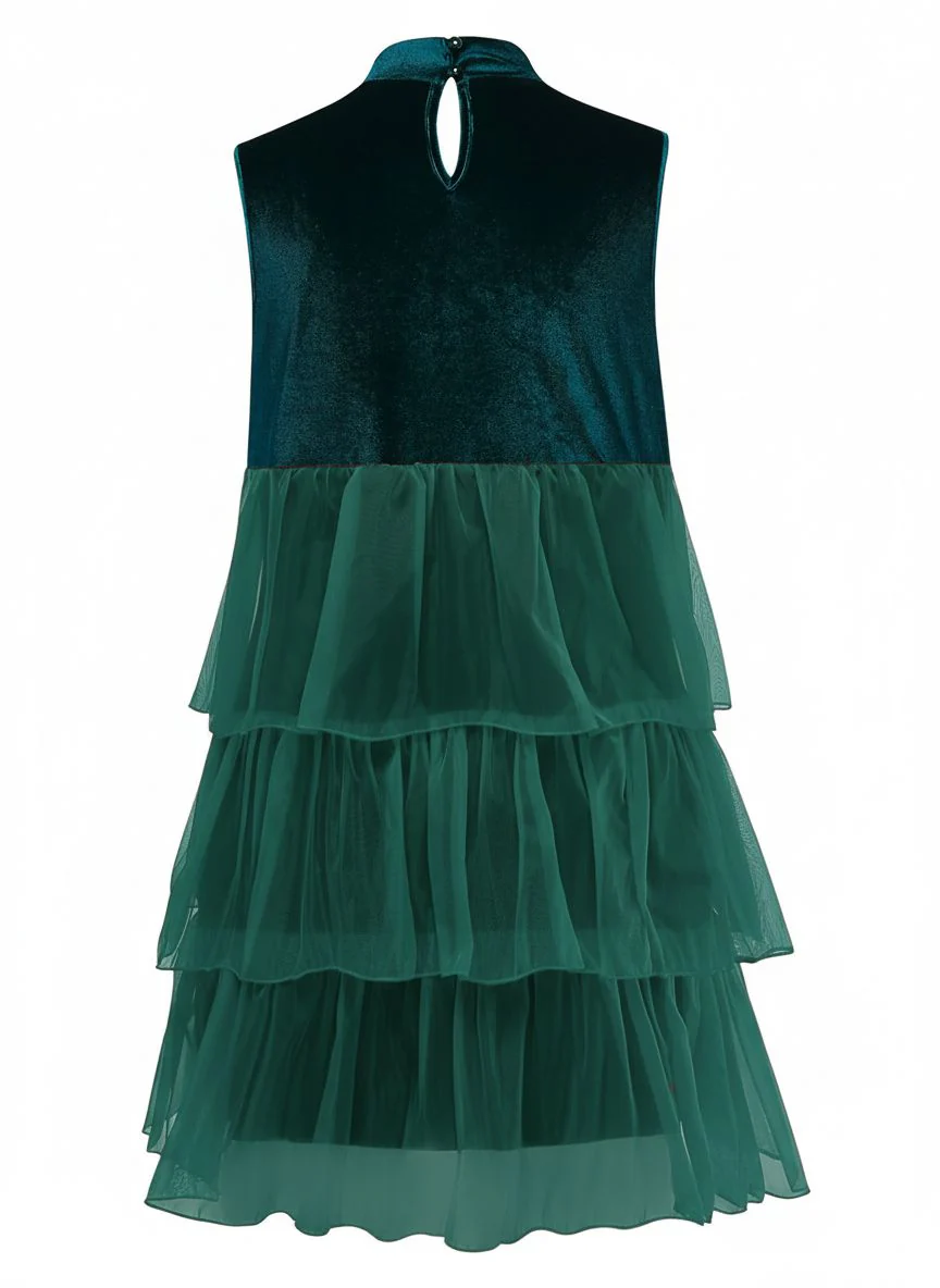 1960s Mesh Bow Christmas Tree Dress - Image 9