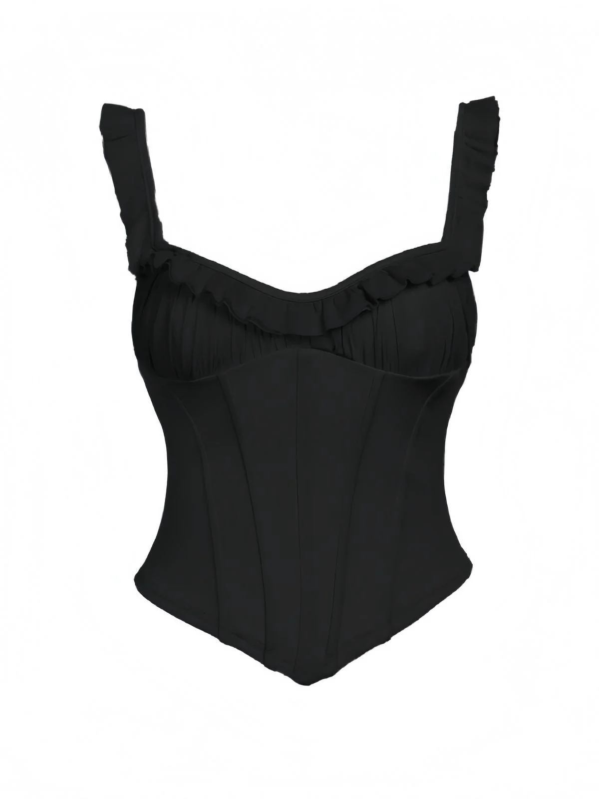 1960s Mesh Patchwork Ruffled Corset Camisole - Image 7