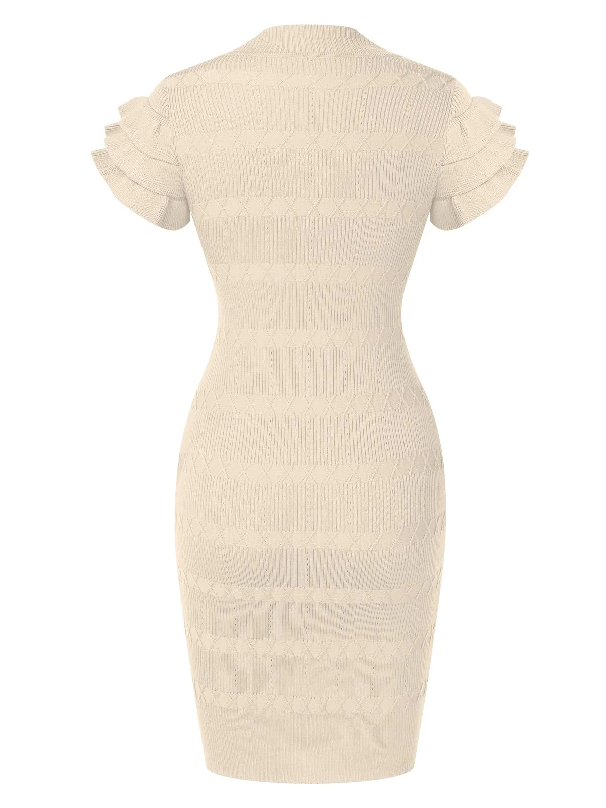 1960s Metal Button Ruffle Sleeve Sweater Dress - Image 4