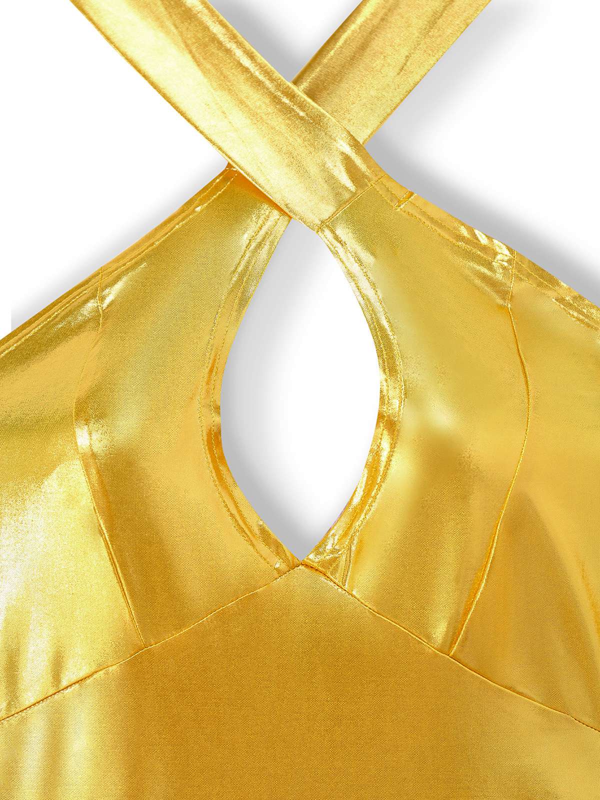 1960s Metallic Halter Keyhole Bodycon Dress - Image 3