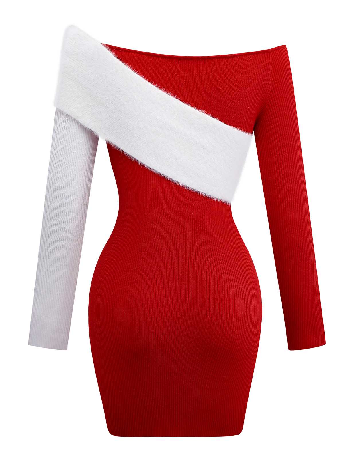 1960s Off-Shoulder Colorblock Bodycon Dress - Image 2