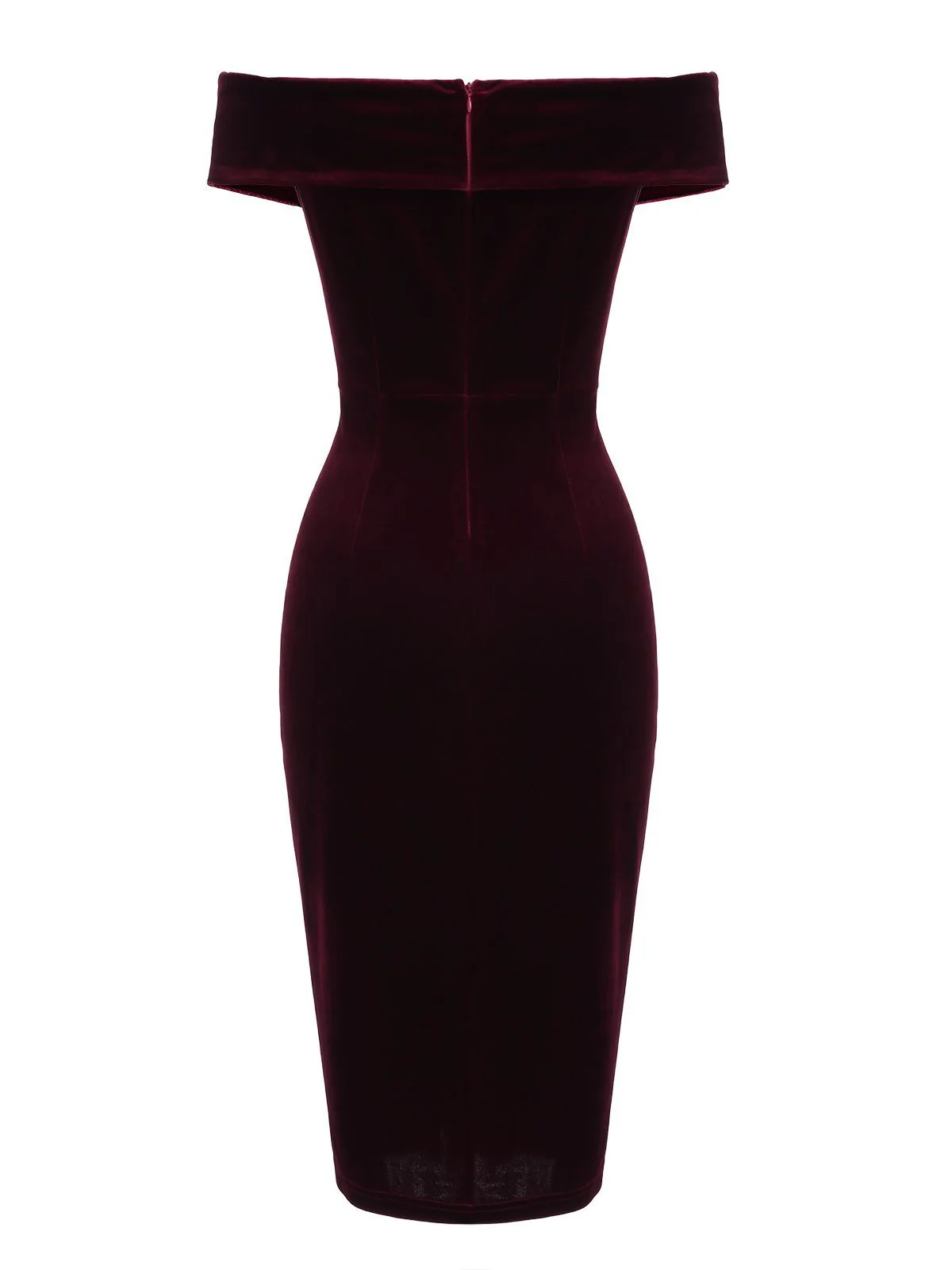 1960s Off Shoulder Velvet Bodycon Vintage Dress - Image 10