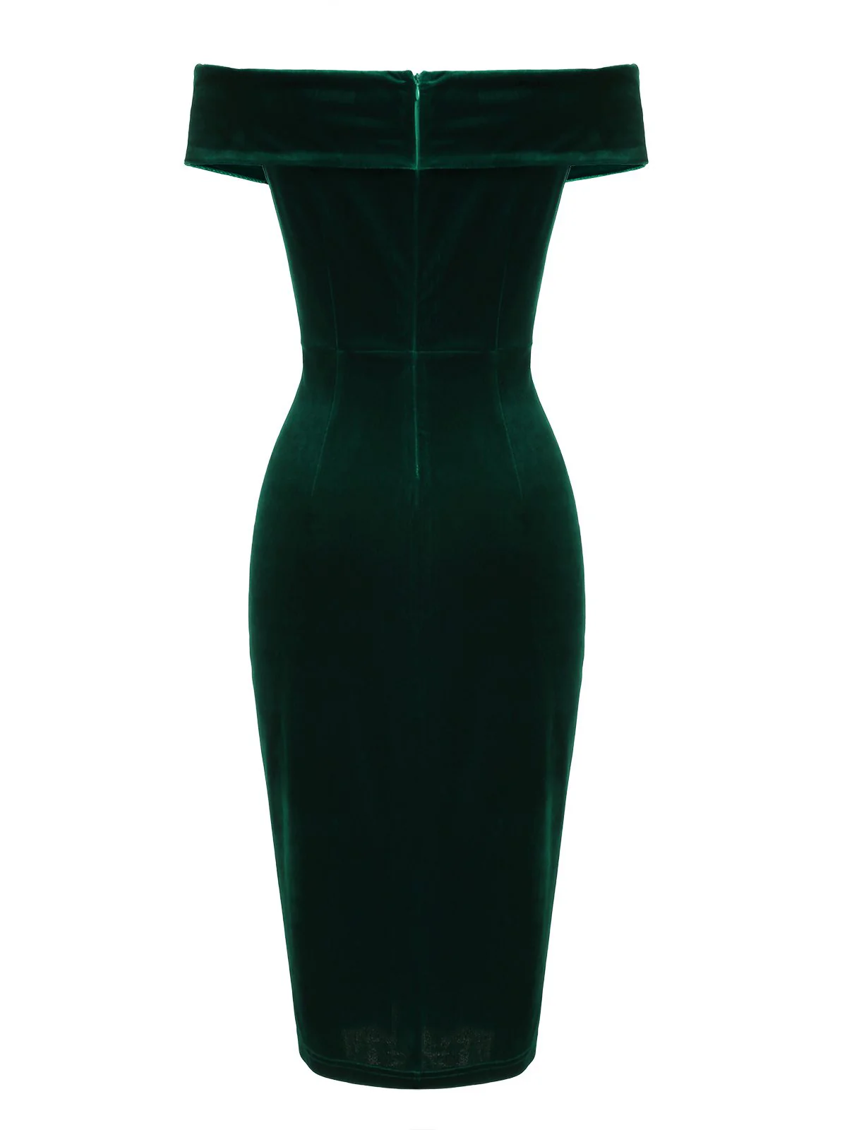 1960s Off Shoulder Velvet Bodycon Dress - Image 10