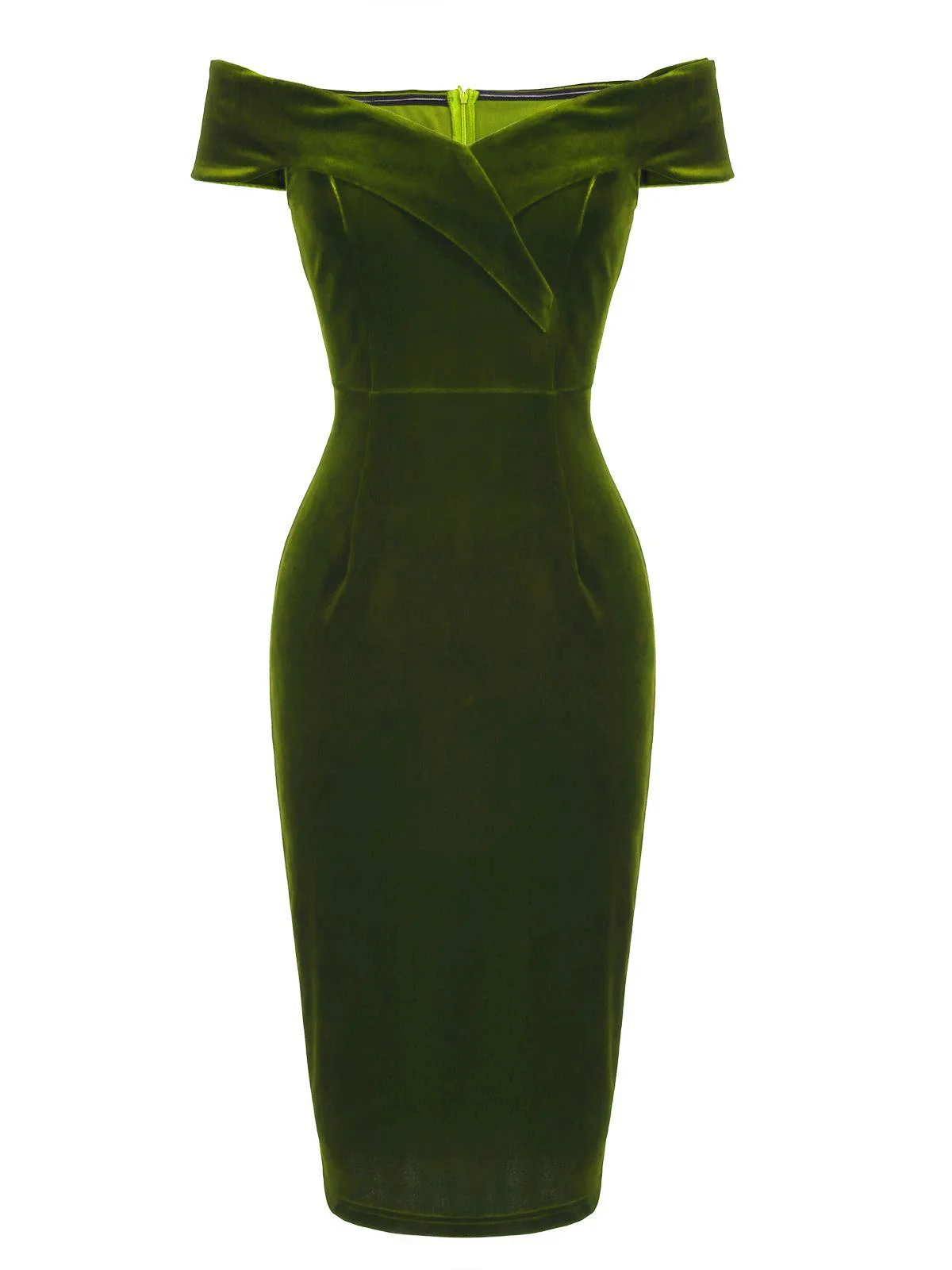 1960s Off Shoulder Velvet Bodycon Dress - Image 15