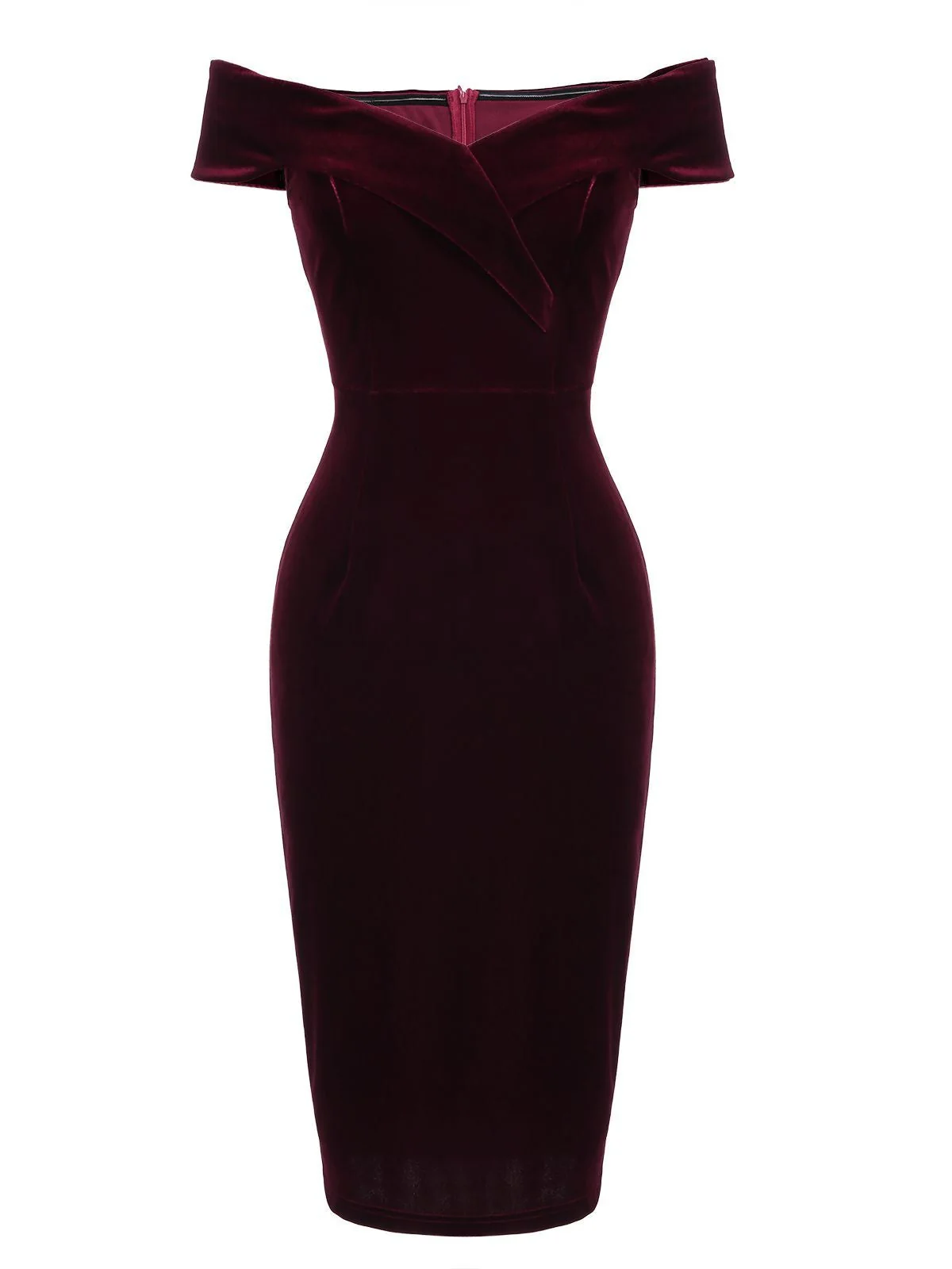1960s Off Shoulder Velvet Bodycon Dress - Image 10
