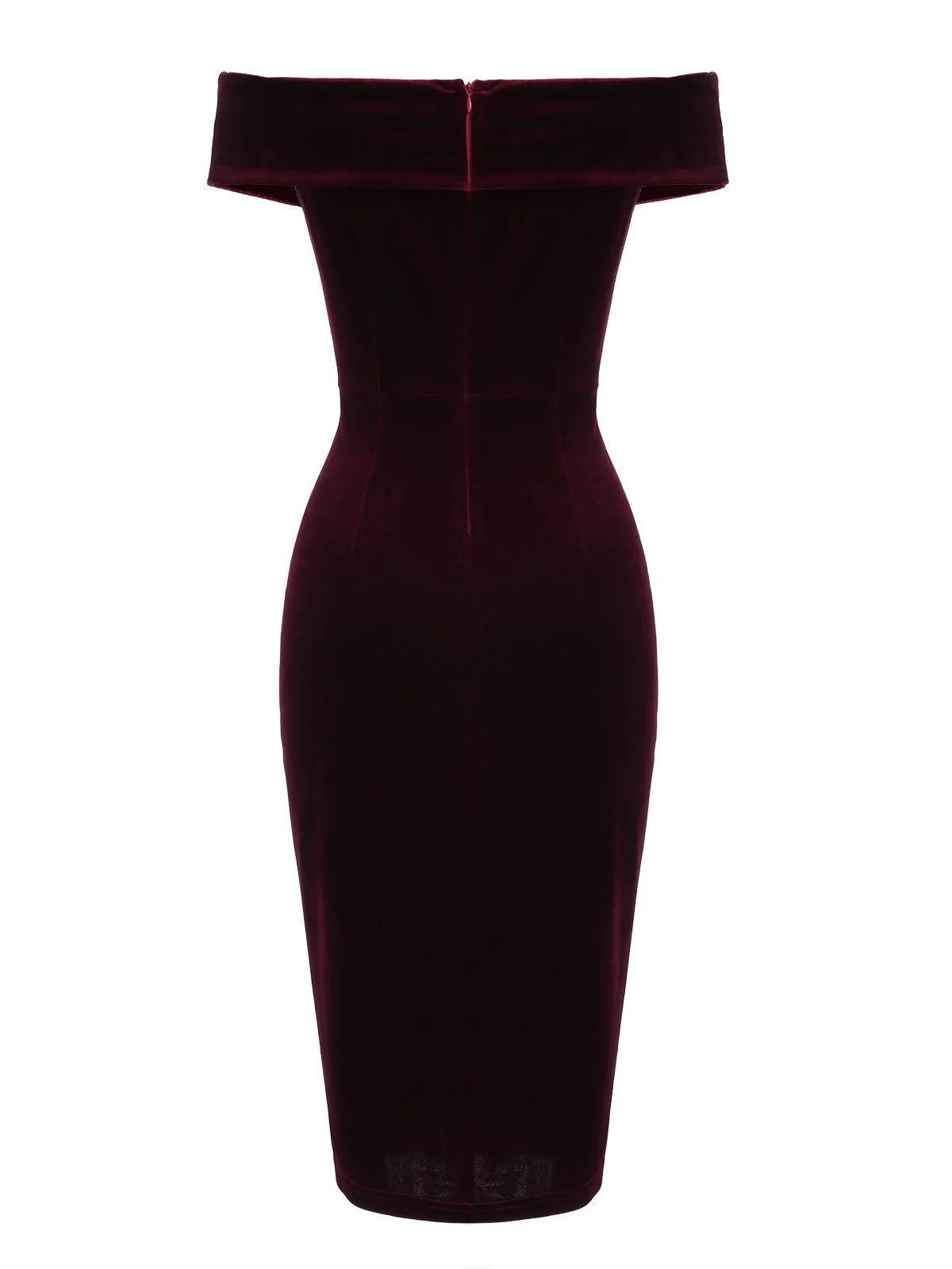 1960s Off Shoulder Velvet Bodycon Dress - Image 12
