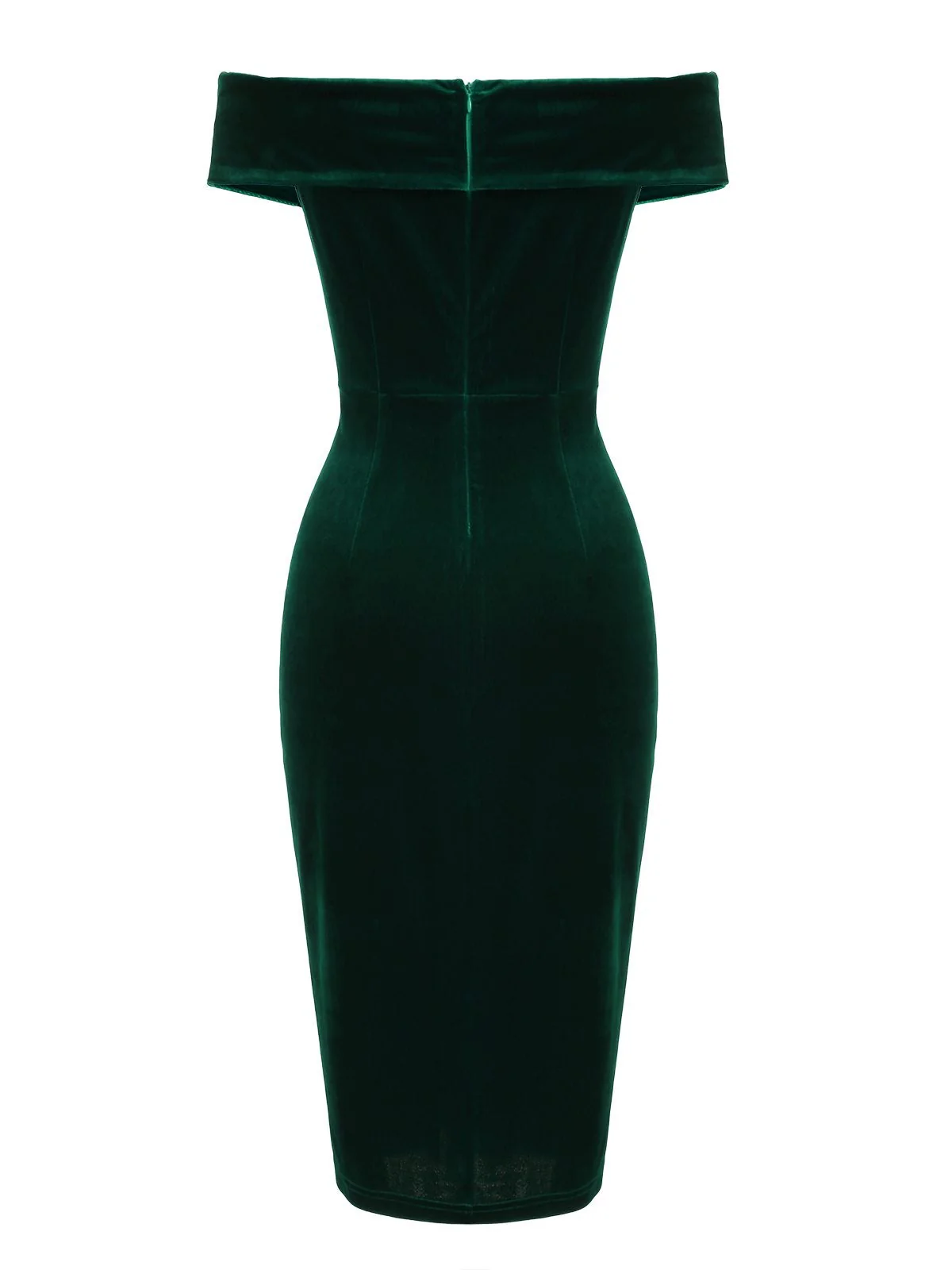 1960s Off Shoulder Velvet Bodycon Dress - Image 5