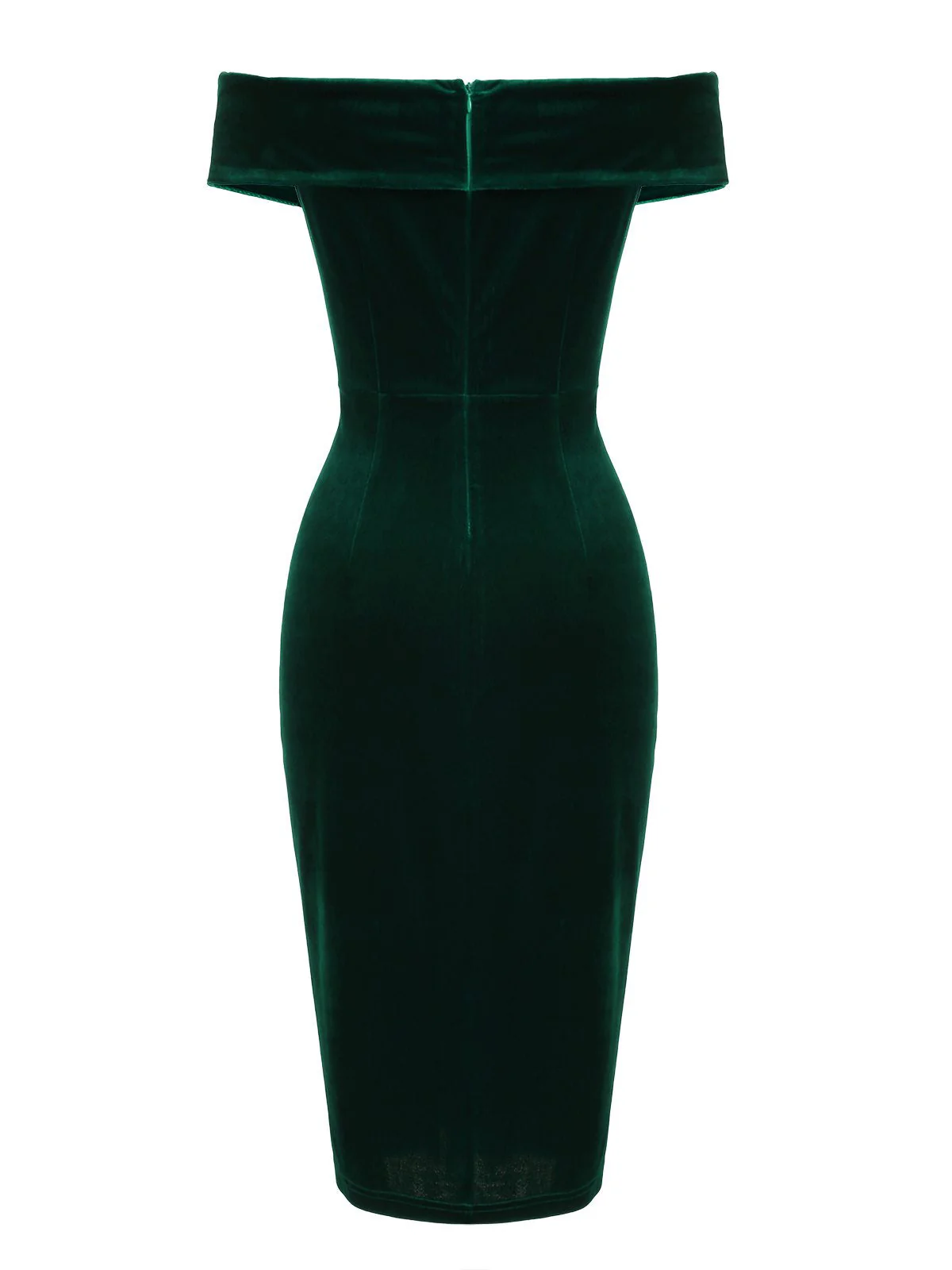 1960s Off Shoulder Velvet Bodycon Vintage Dress - Image 3