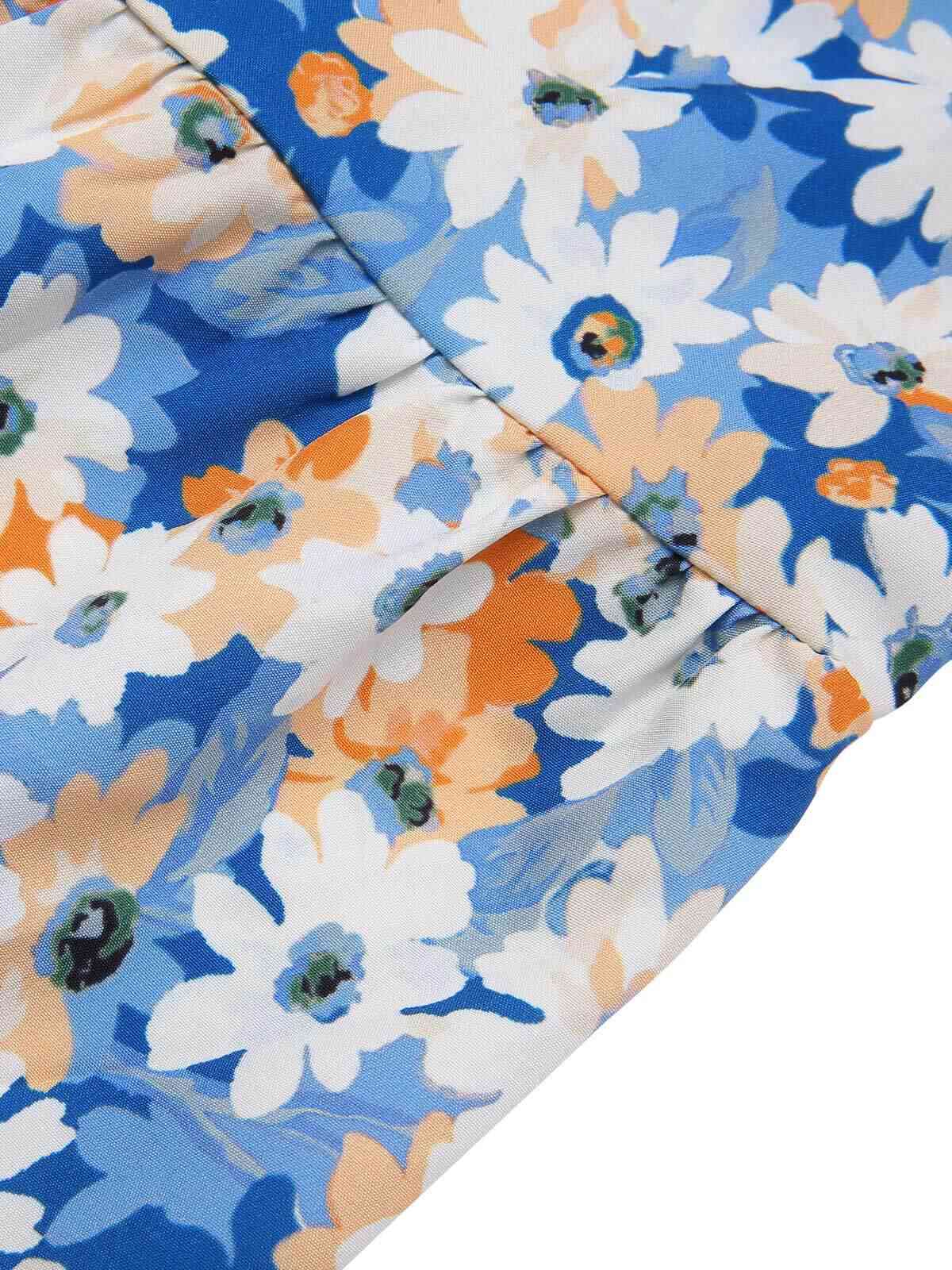 1960s Oil Painting Daisy Shoulder Tie Dress - Image 6