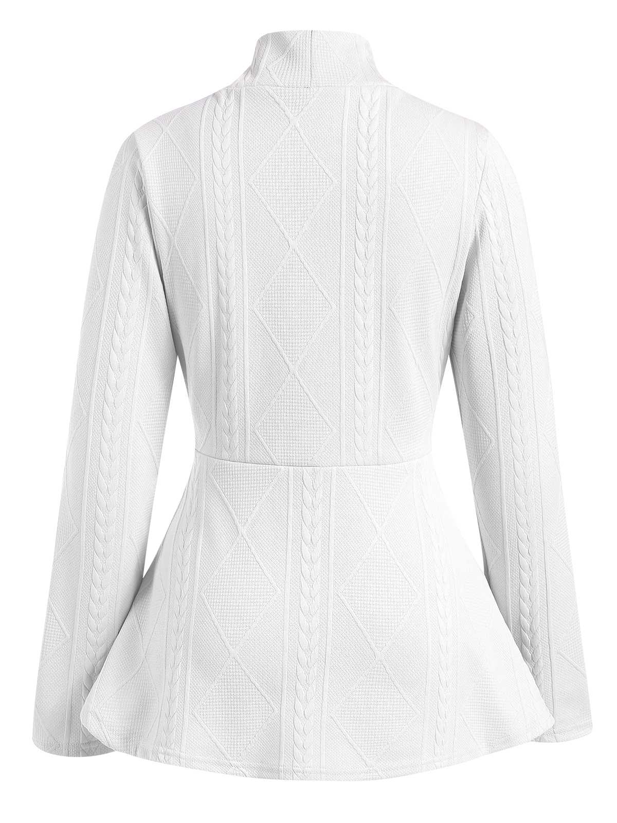 1960s Pearl Buttoned Waisted Flare Long Sleeve Coat - Image 10