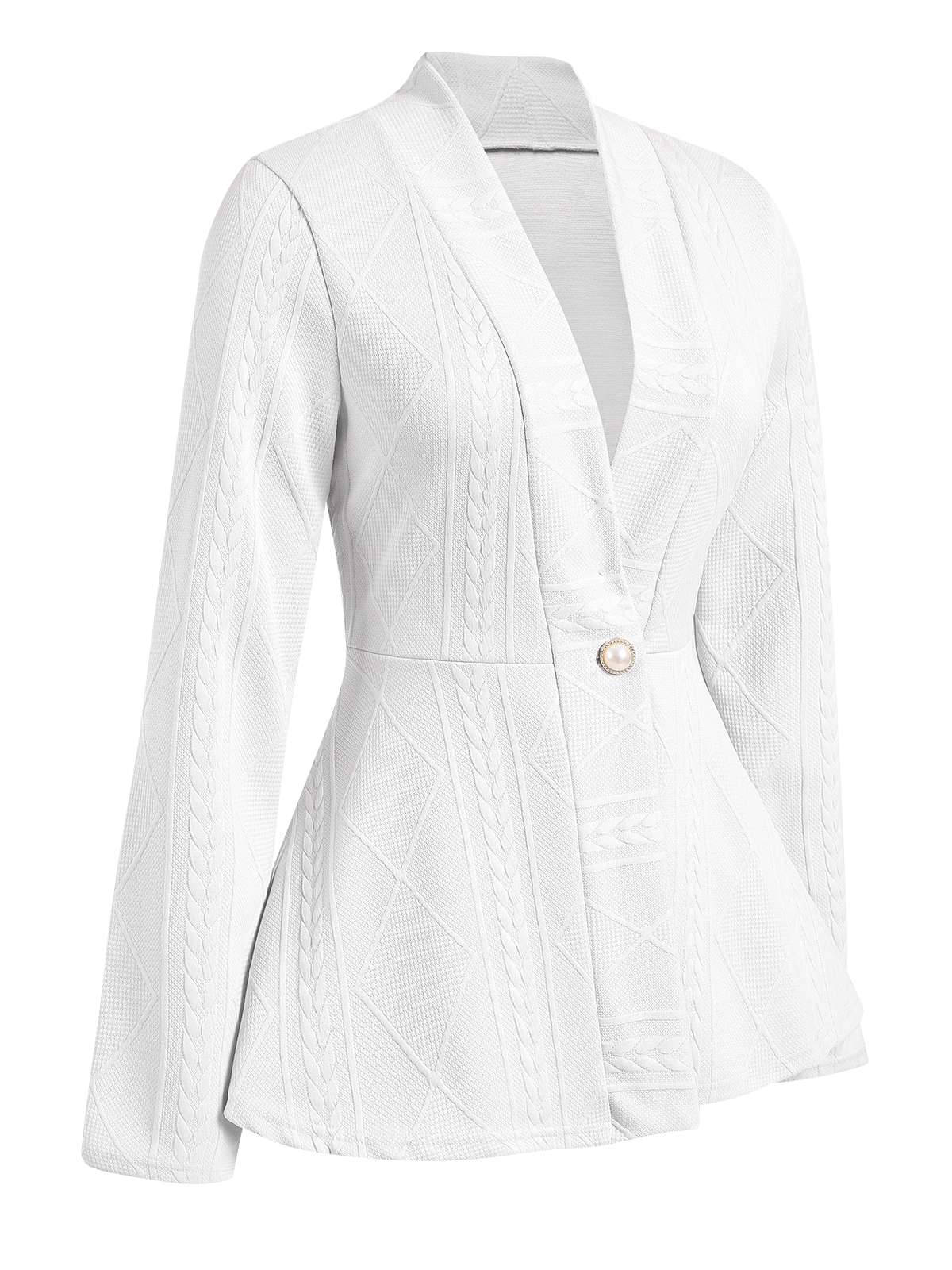 1960s Pearl Buttoned Waisted Flare Long Sleeve Coat - Image 11