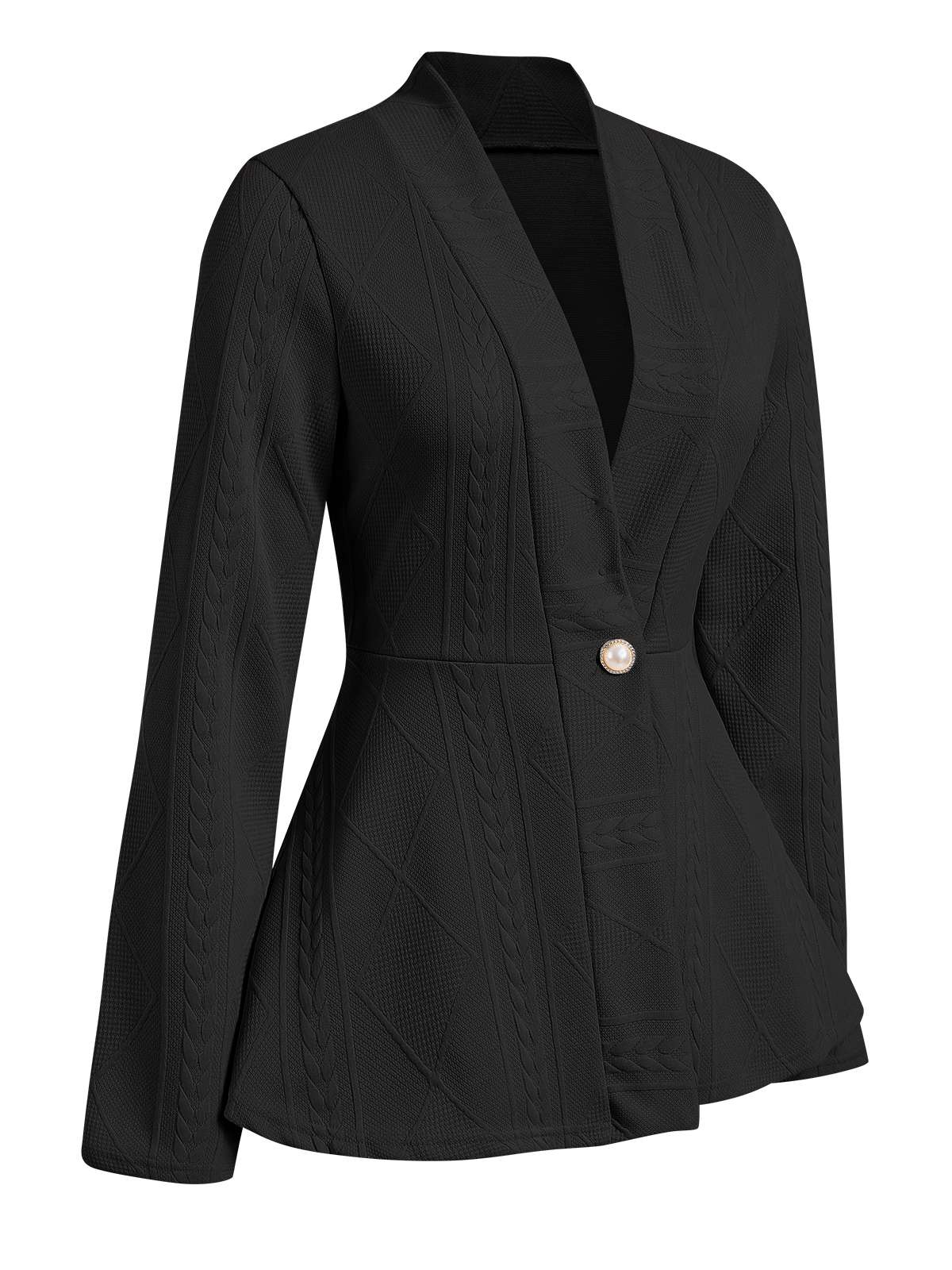 1960s Pearl Buttoned Waisted Flare Long Sleeve Coat - Image 3