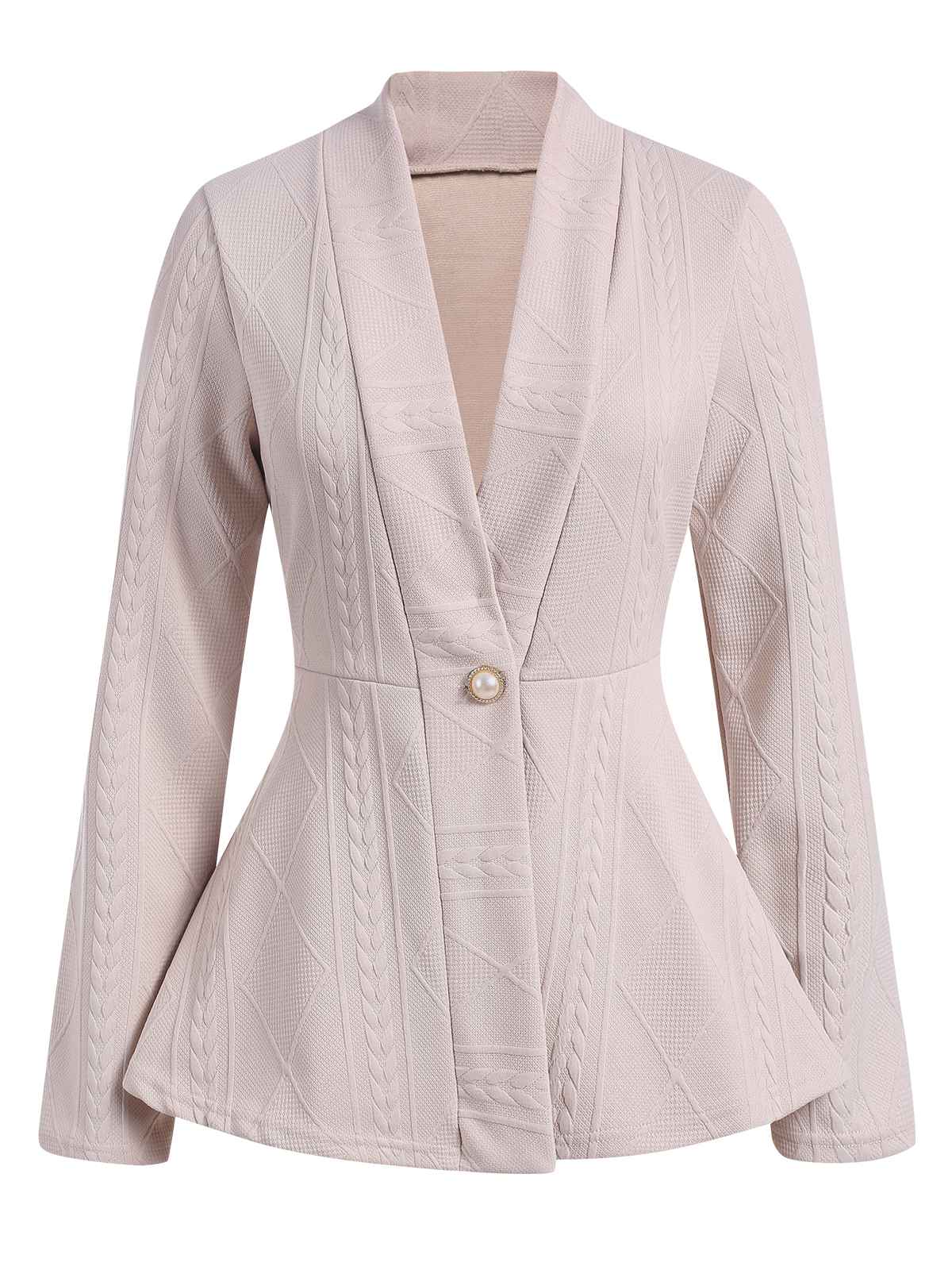1960s Pearl Buttoned Waisted Flare Long Sleeve Coat - Image 5