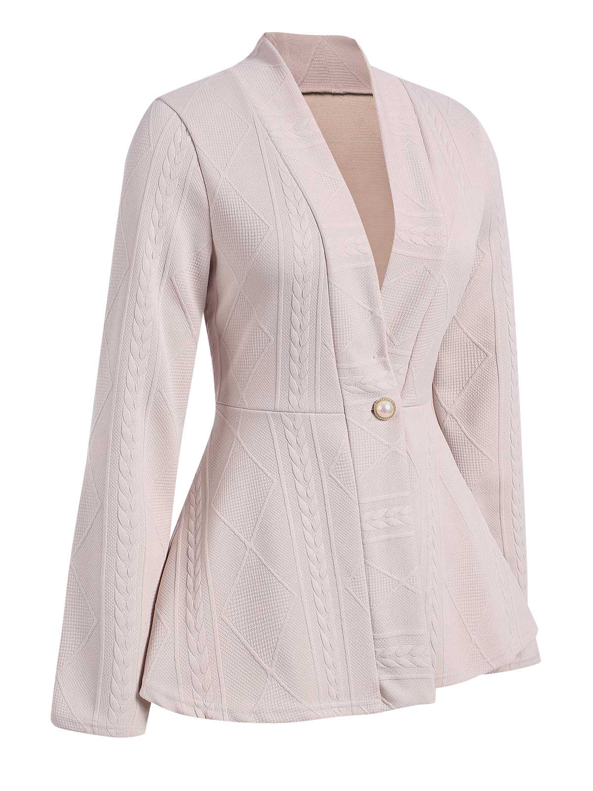 1960s Pearl Buttoned Waisted Flare Long Sleeve Coat - Image 7