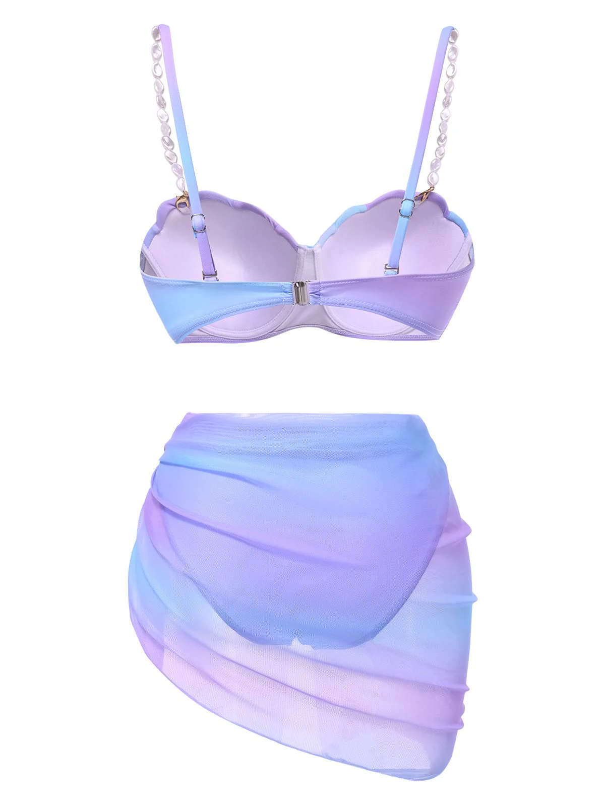 1960s Pearl-Strap Shell Ombre Bikini Set - Image 3