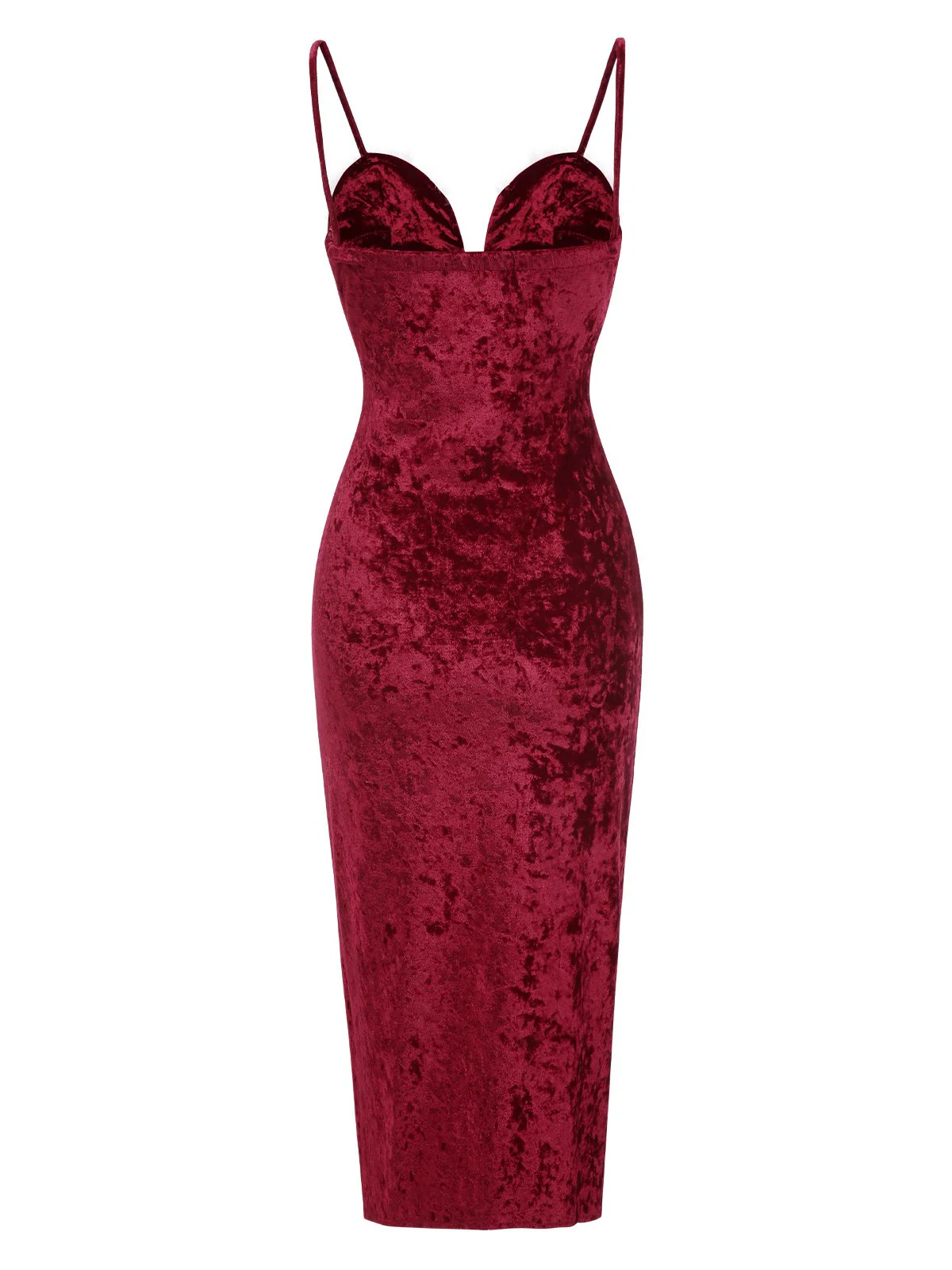 1960s Plush Patchwork Velvet Slit Straps Dress - Image 4