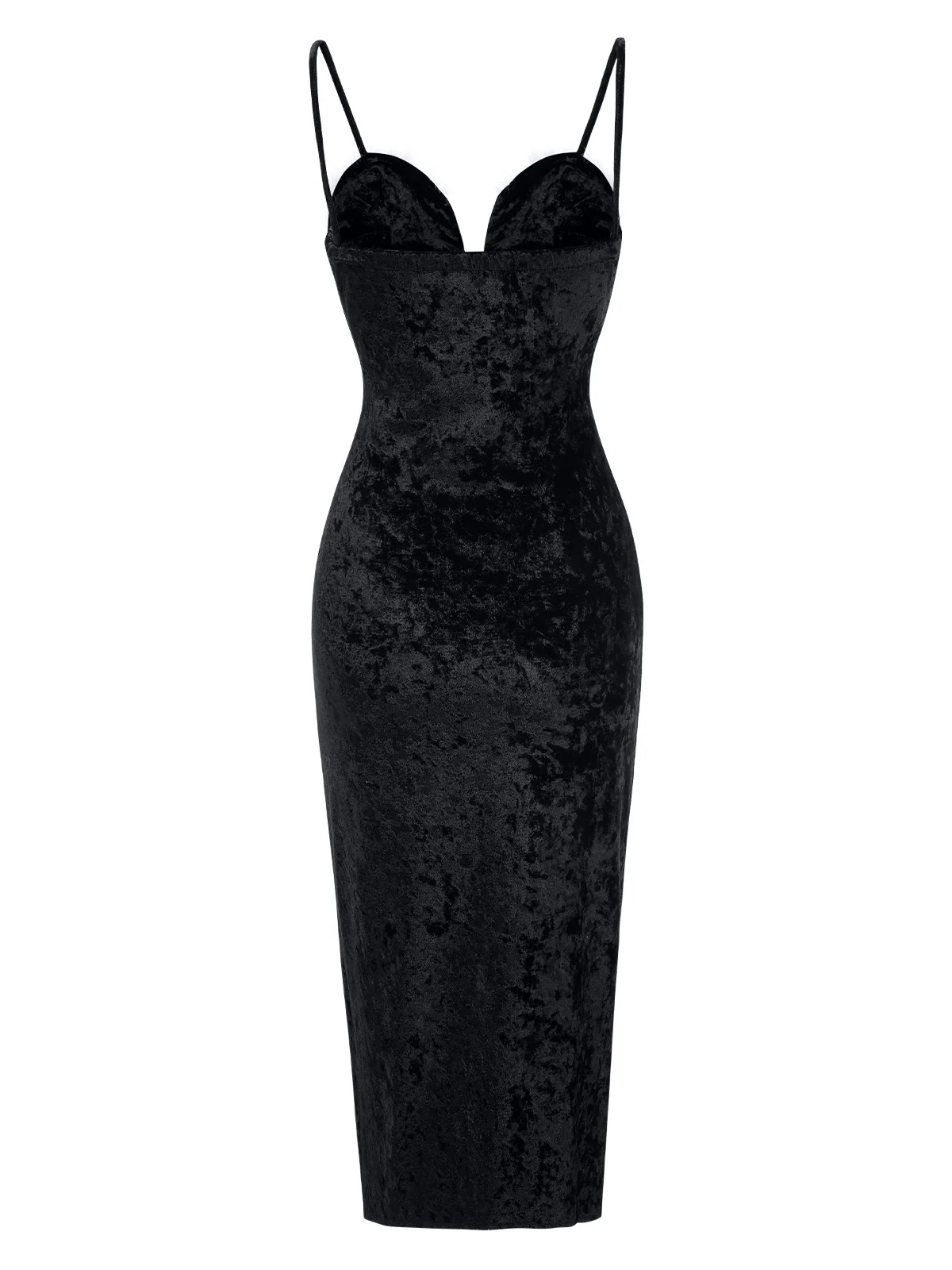 1960s Plush Patchwork Velvet Slit Straps Dress - Image 7