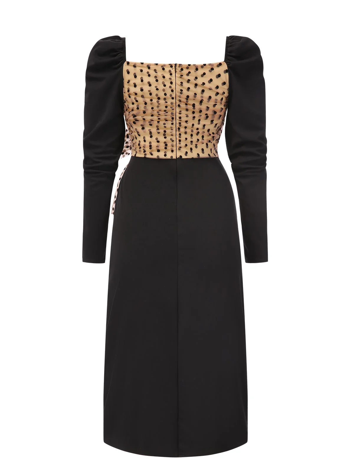 1960s Polka Dot Waist Bow Long Sleeve Dress - Image 2