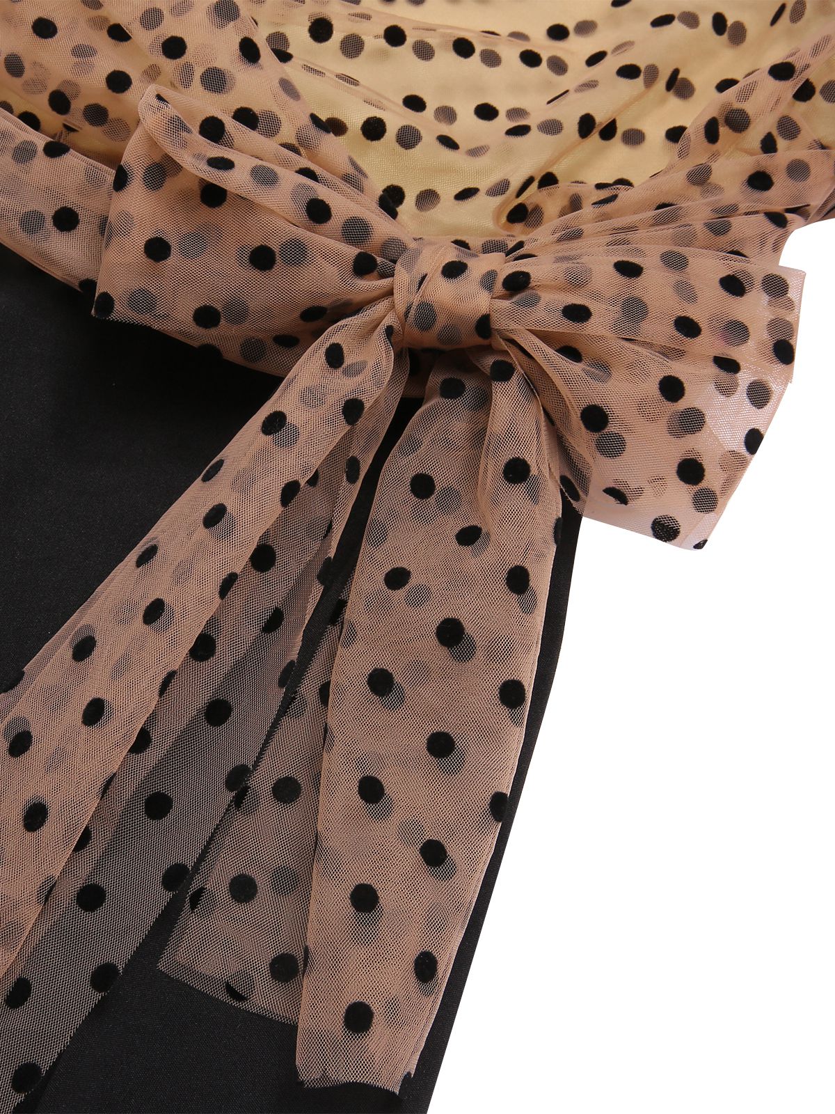 1960s Polka Dot Waist Bow Long Sleeve Dress - Image 3