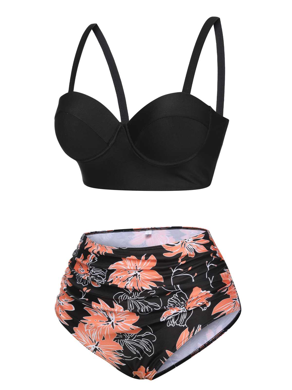 1960s Print Spaghetti Strap Swimsuit - Image 2