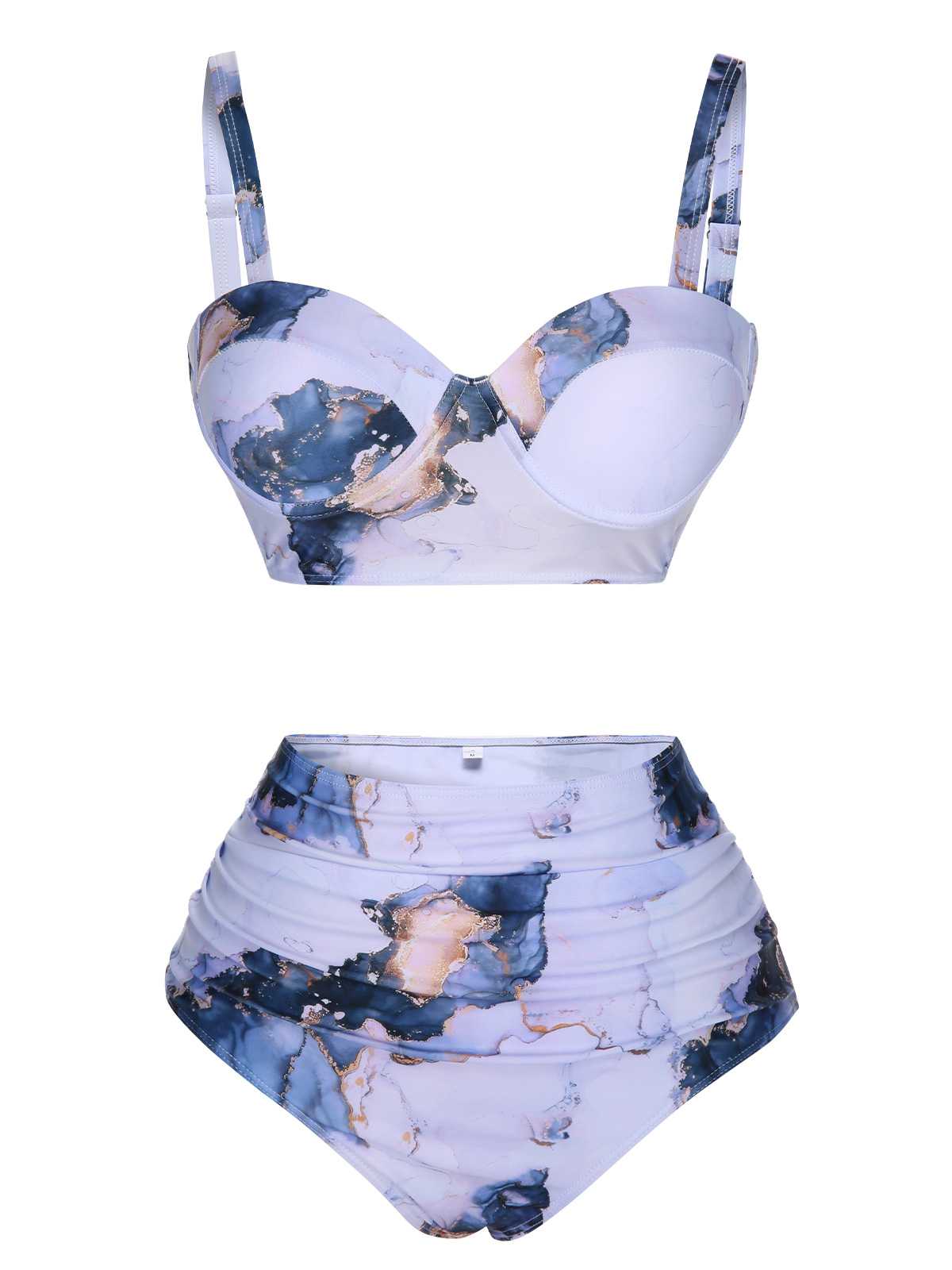 1960s Print Spaghetti Strap Swimsuit - Image 5